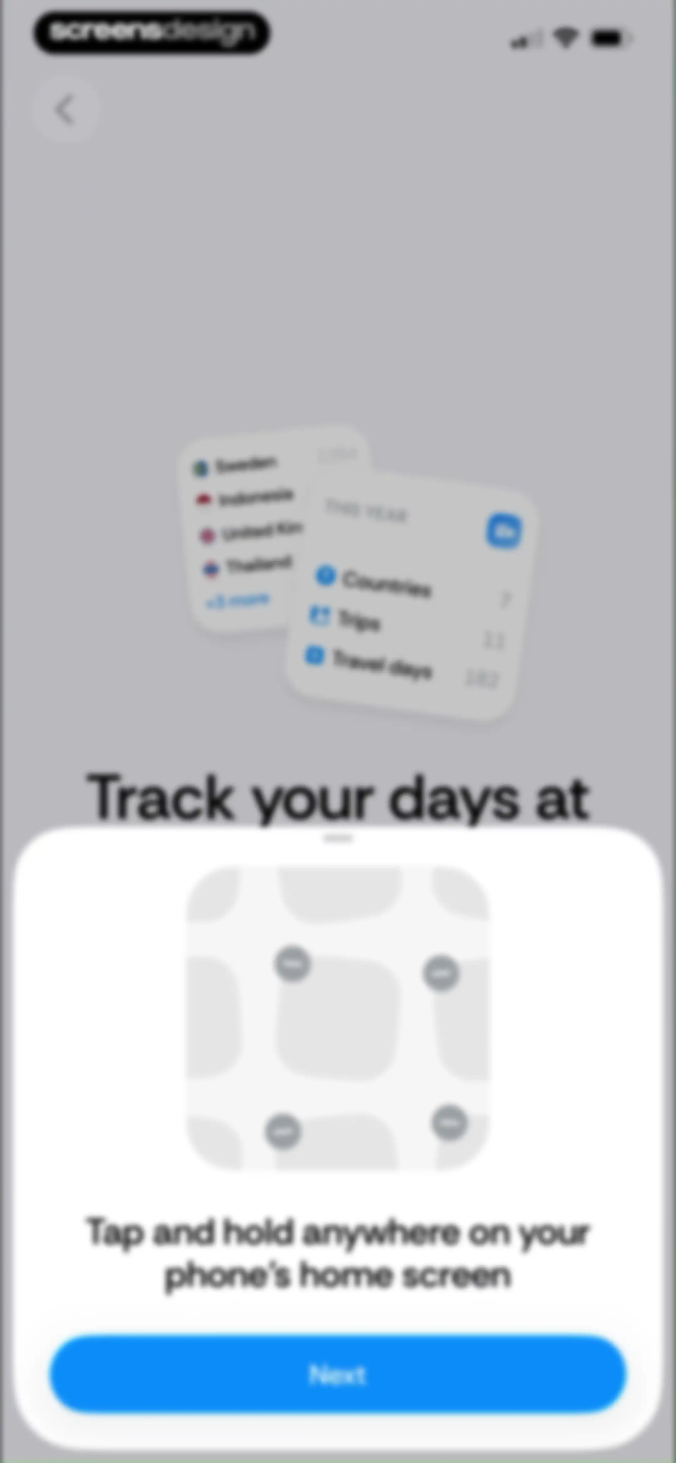 Country Days Tracker: Bounded screen 20