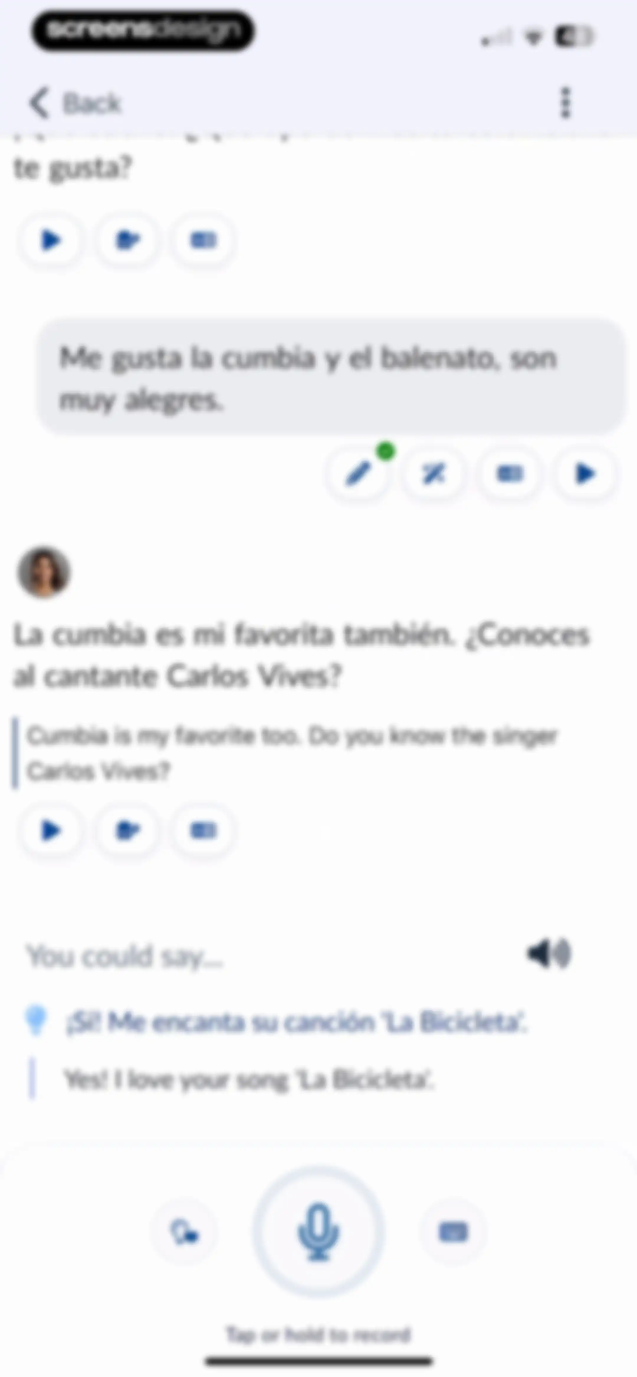 Langua: AI language learning screen 56