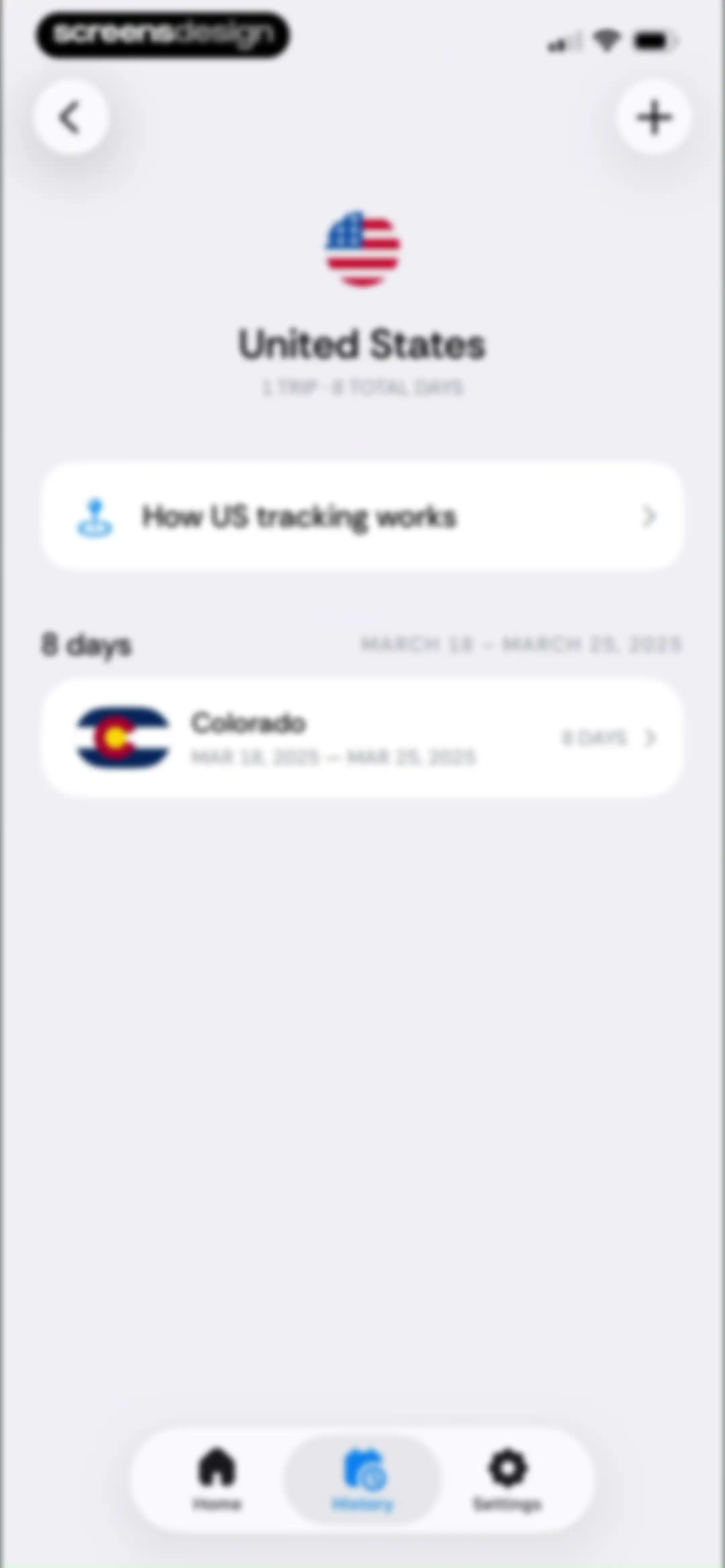 Country Days Tracker: Bounded screen 79