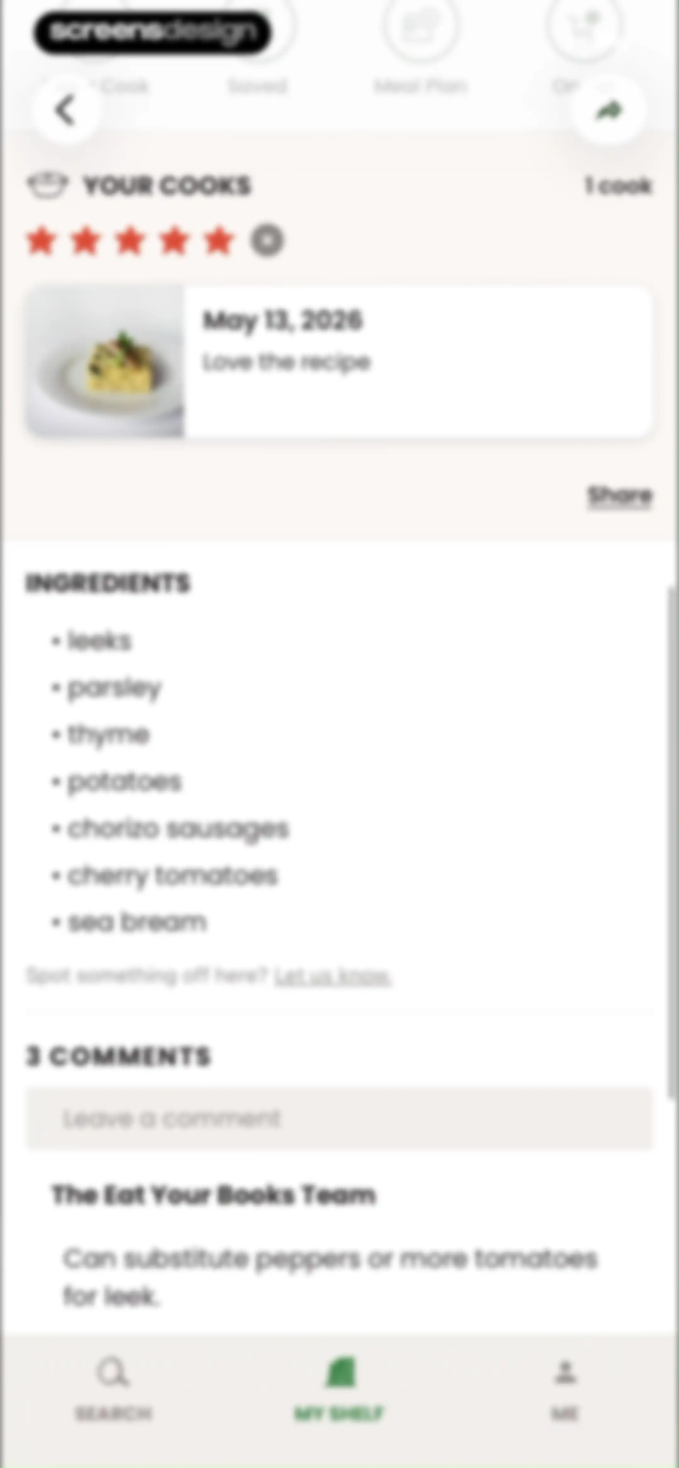 CookShelf: Search Cookbooks screen 58