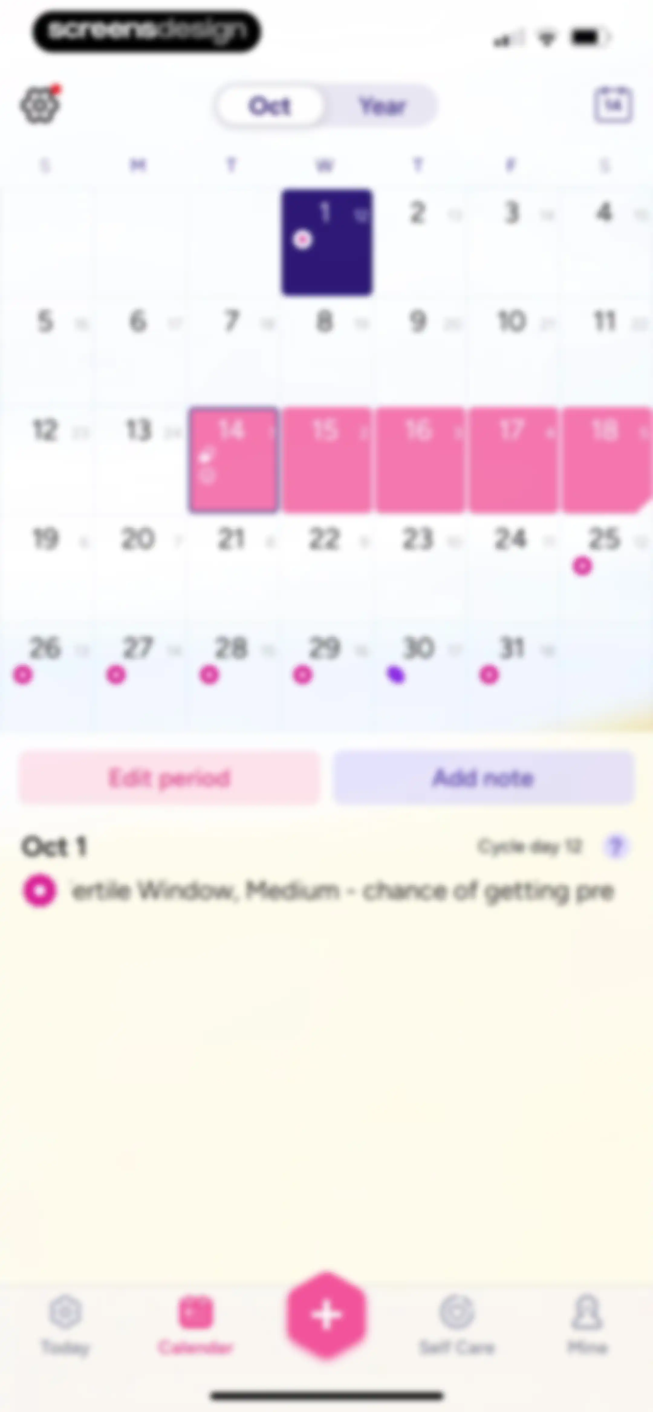 Period Tracker Period Calendar screen 137