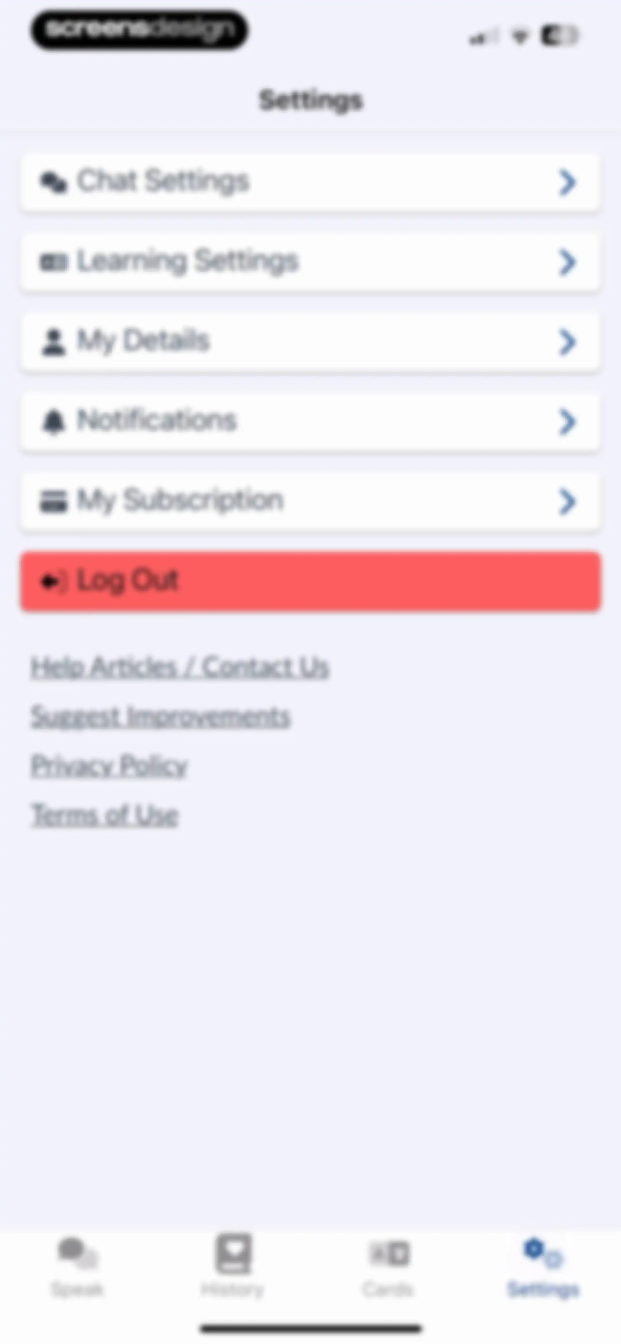 Langua: AI language learning screen 115