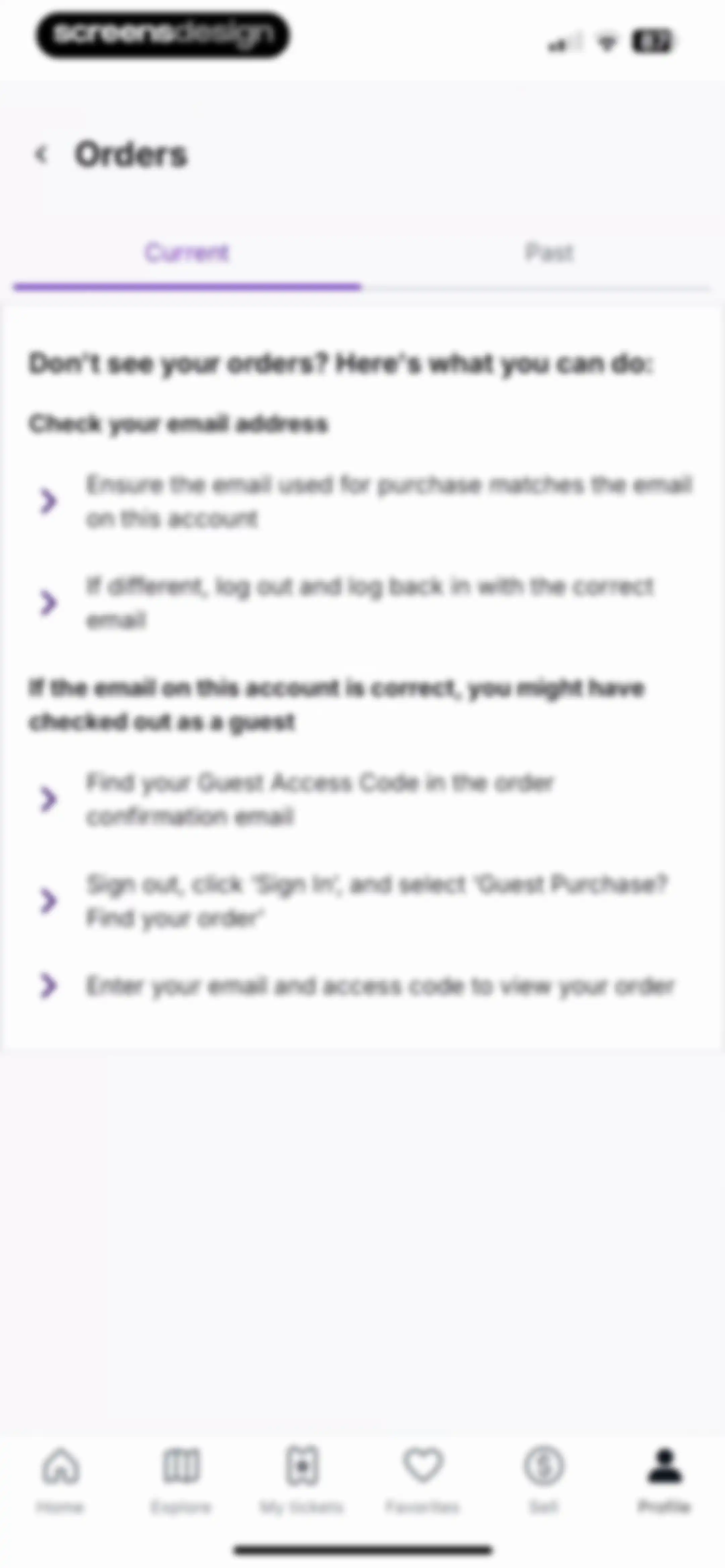StubHub: Event Tickets screen 117