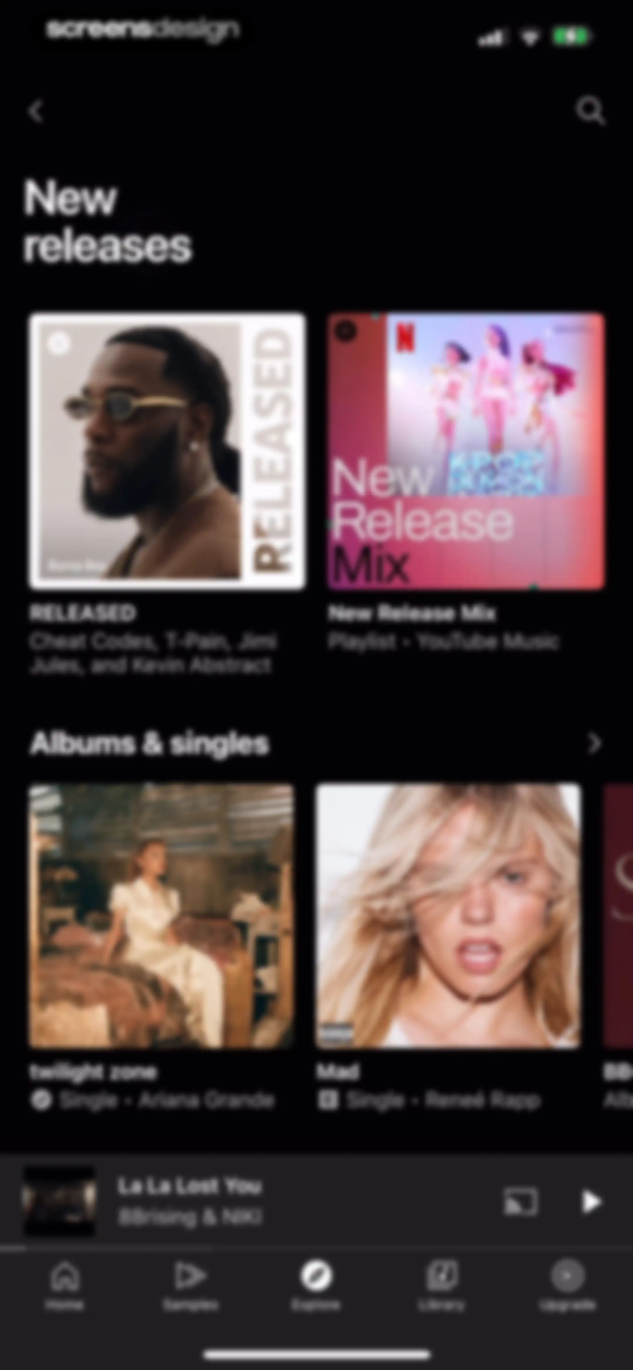 YouTube Music screen 101