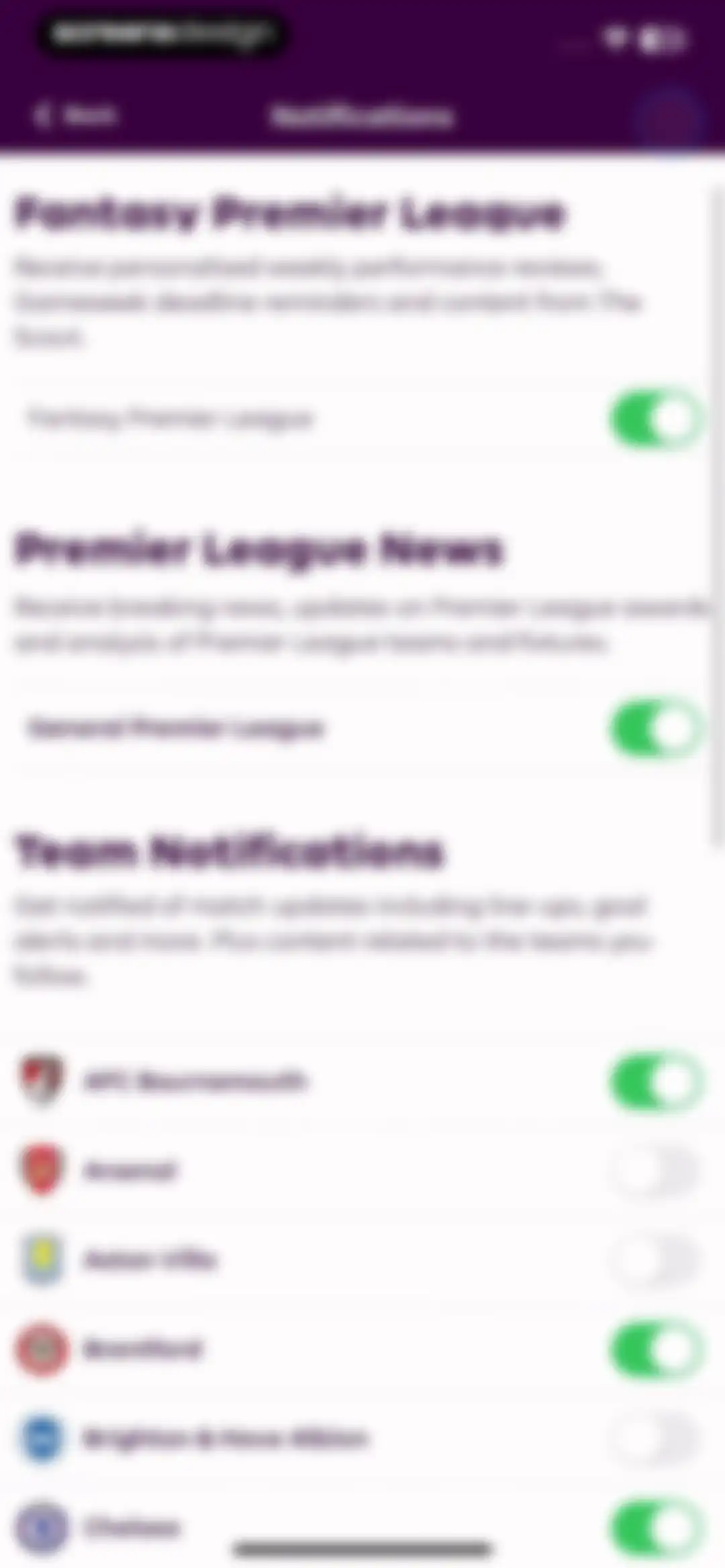 Premier League - Scores, News screen 45