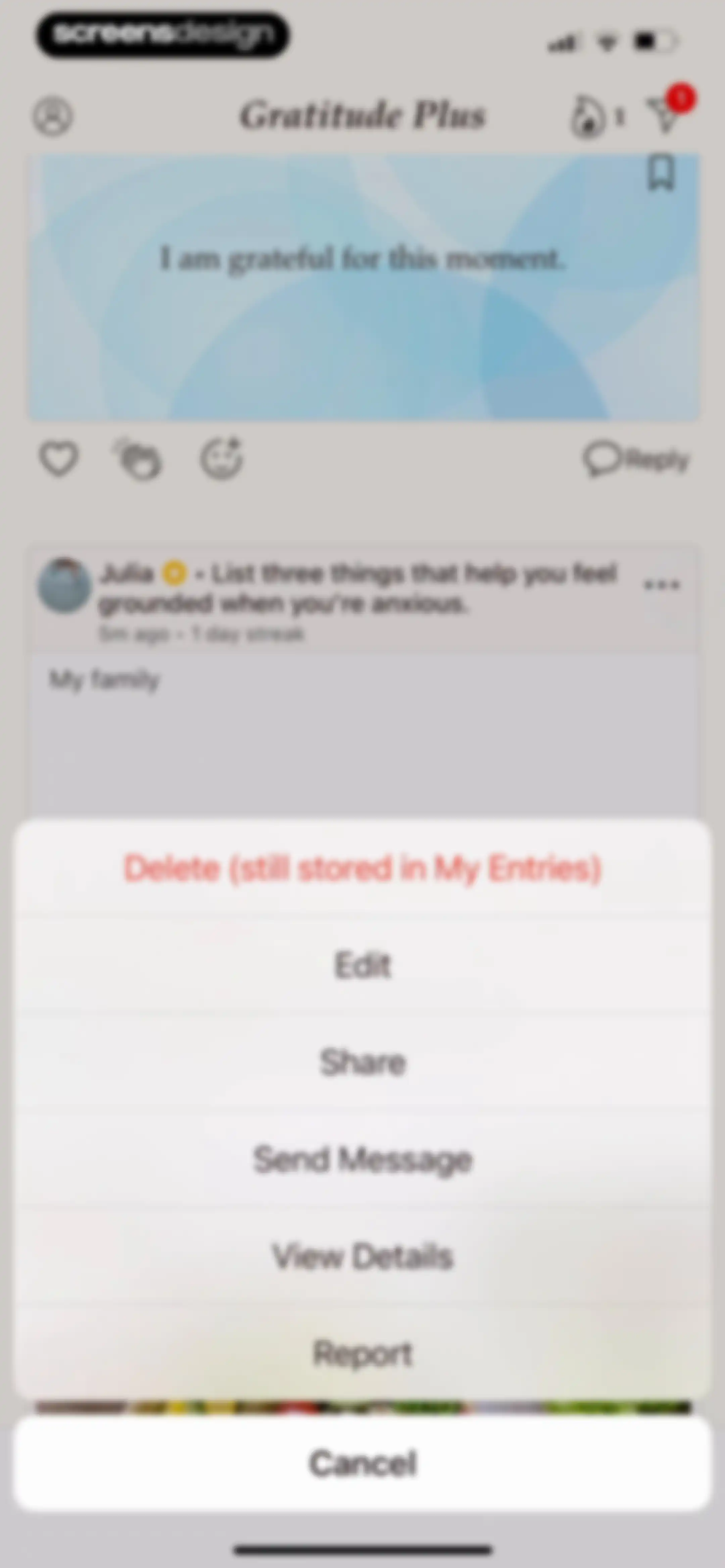 Gratitude Plus – Journal screen 139