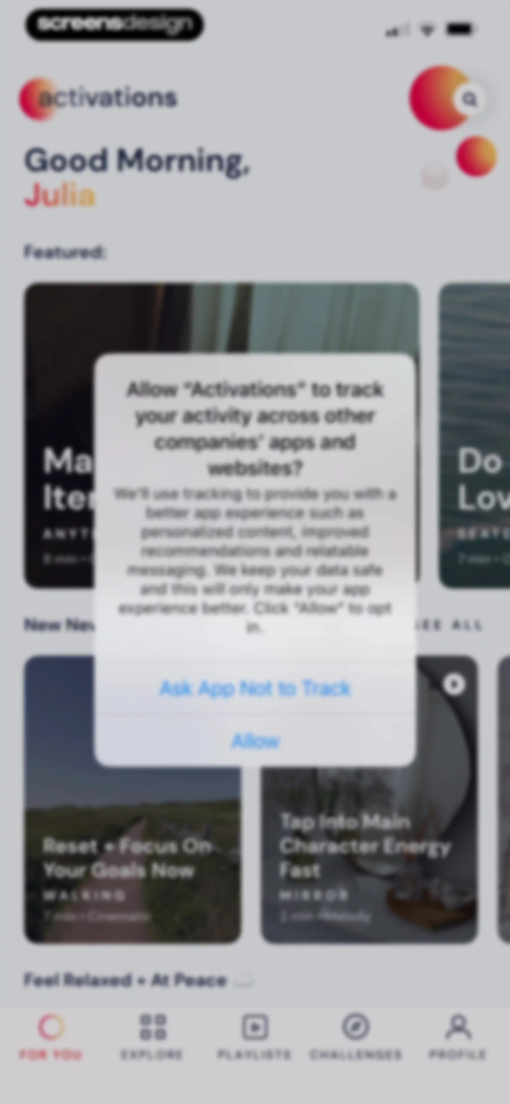Activations: Daily Motivation screen 28