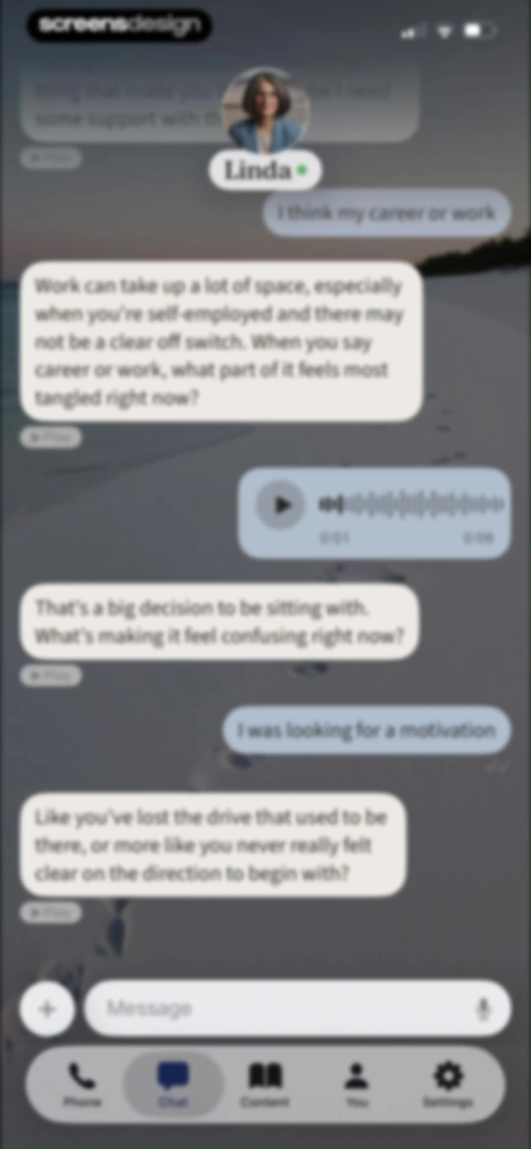 Sonia: AI for Mental Health screen 82