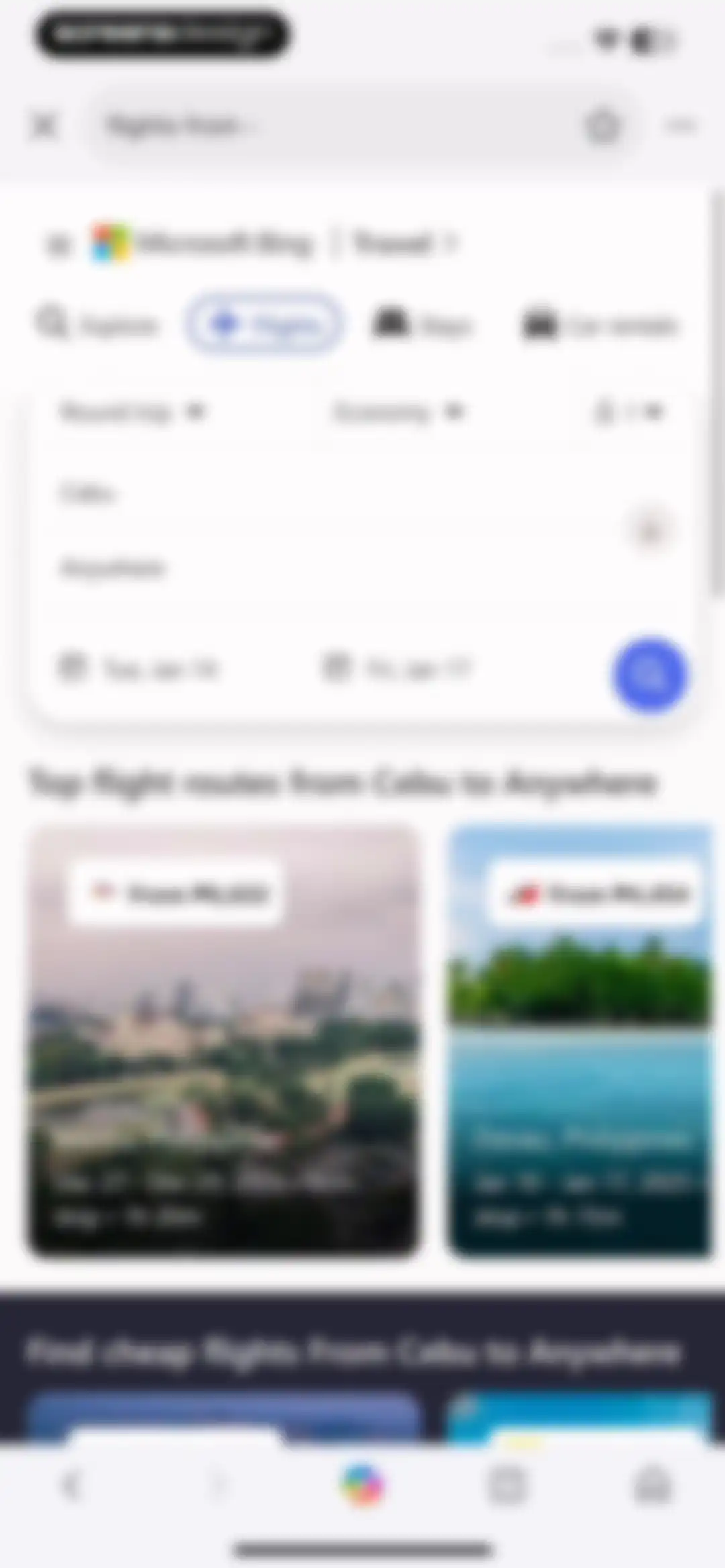 Microsoft Bing Search screen 112
