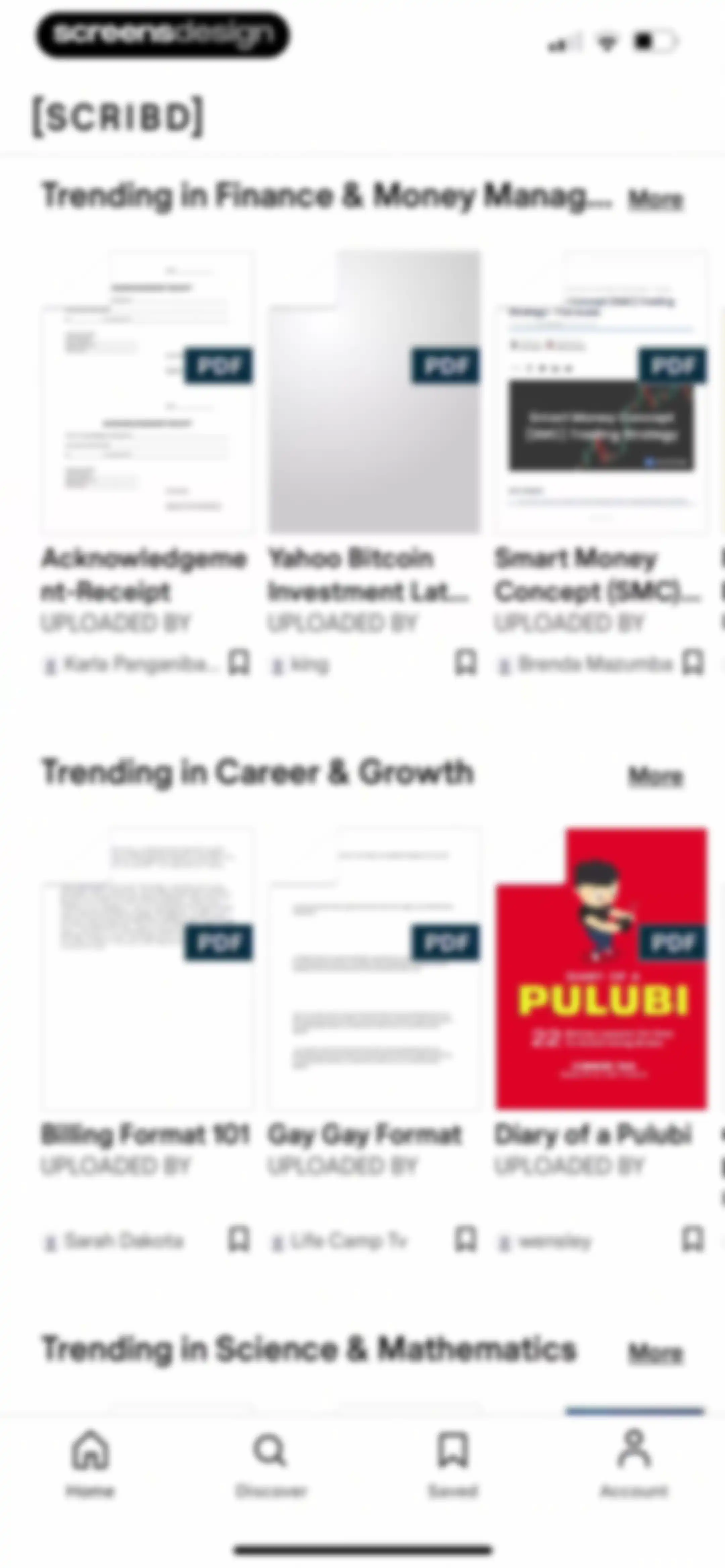 Scribd: 170M+ documents screen 17