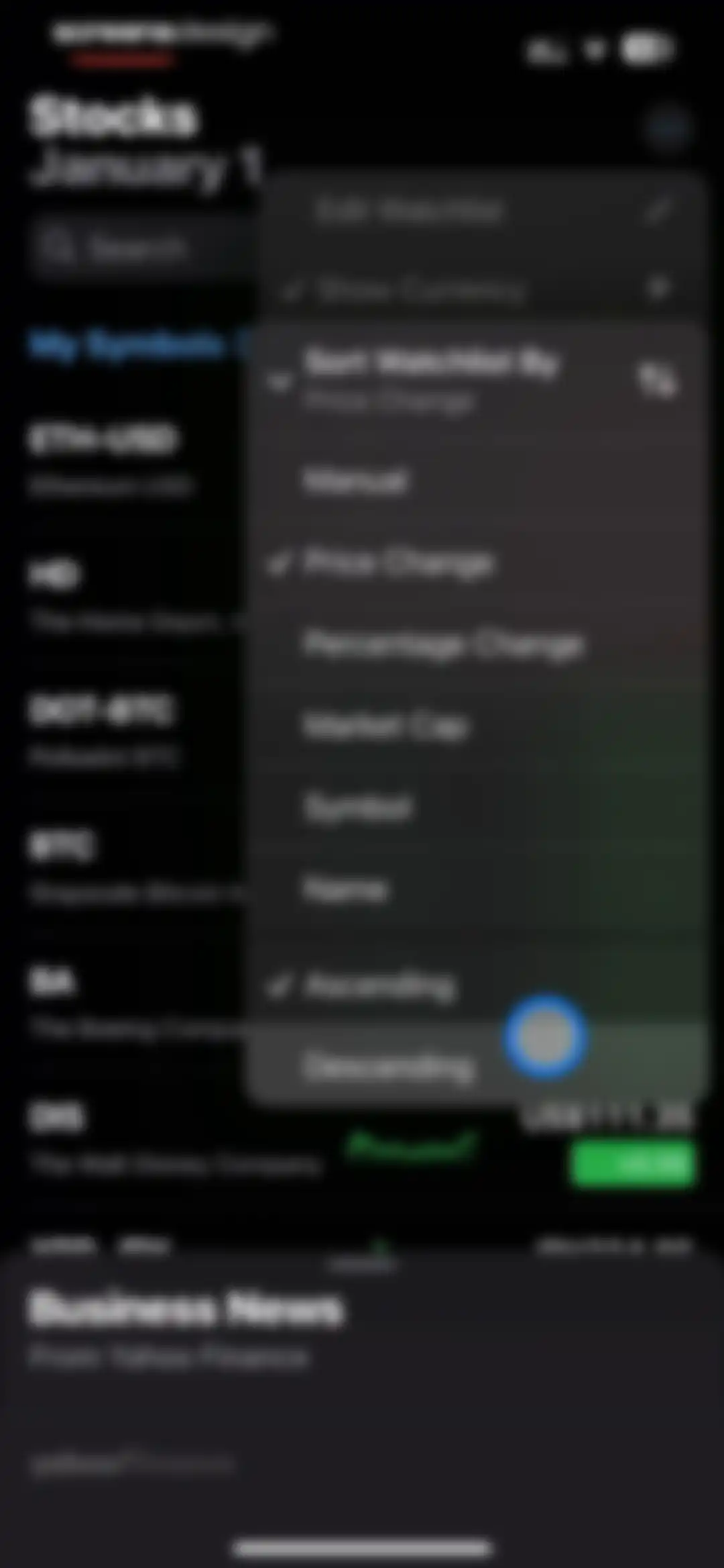 Stocks screen 21