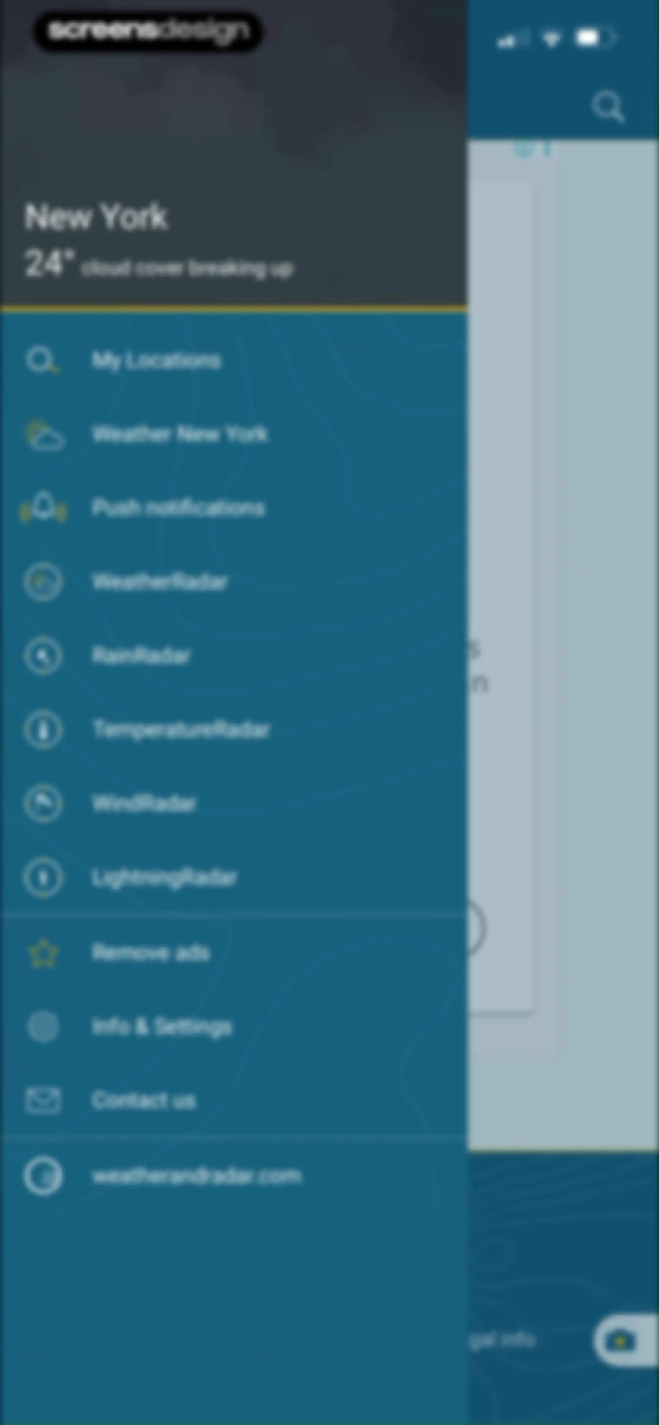 Weather & Radar screen 39