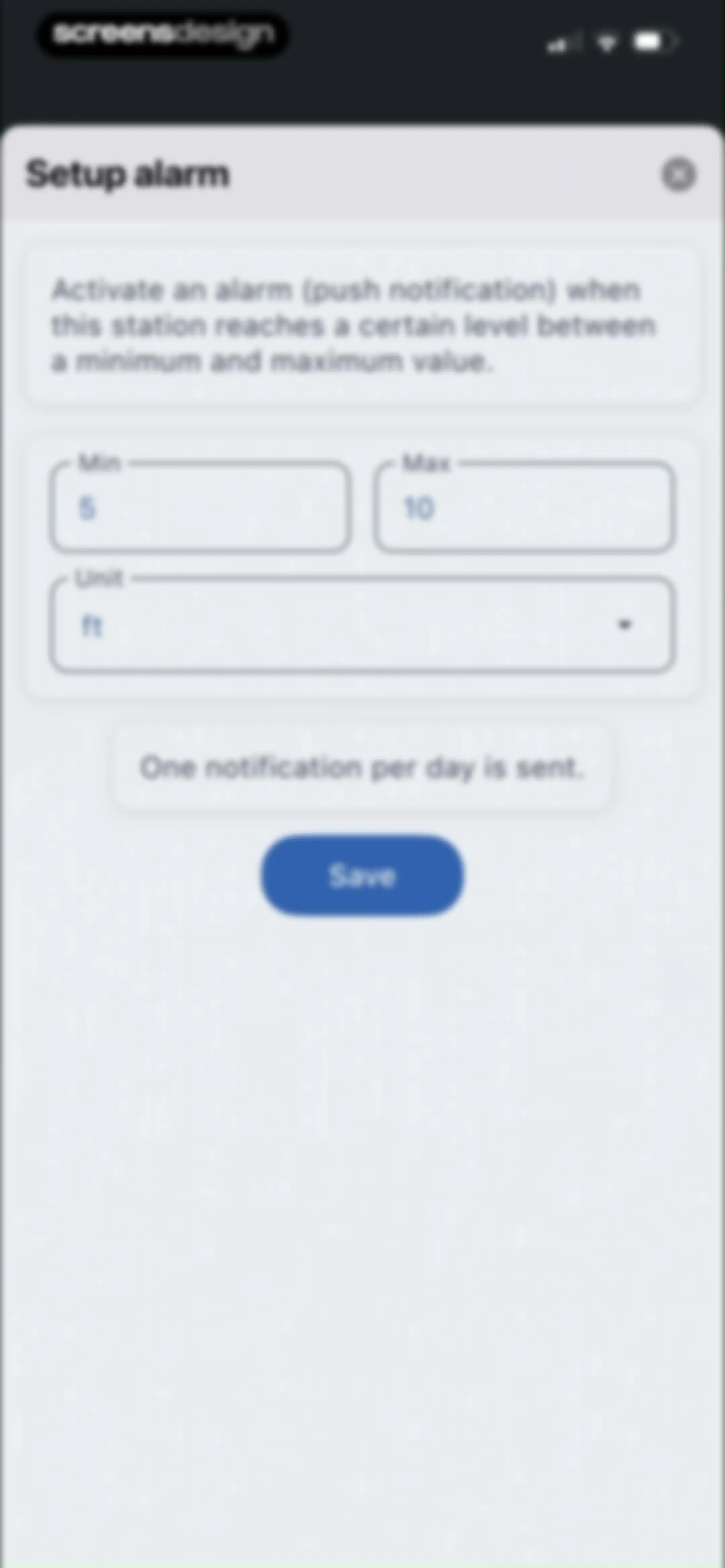 RiverApp - River levels screen 45