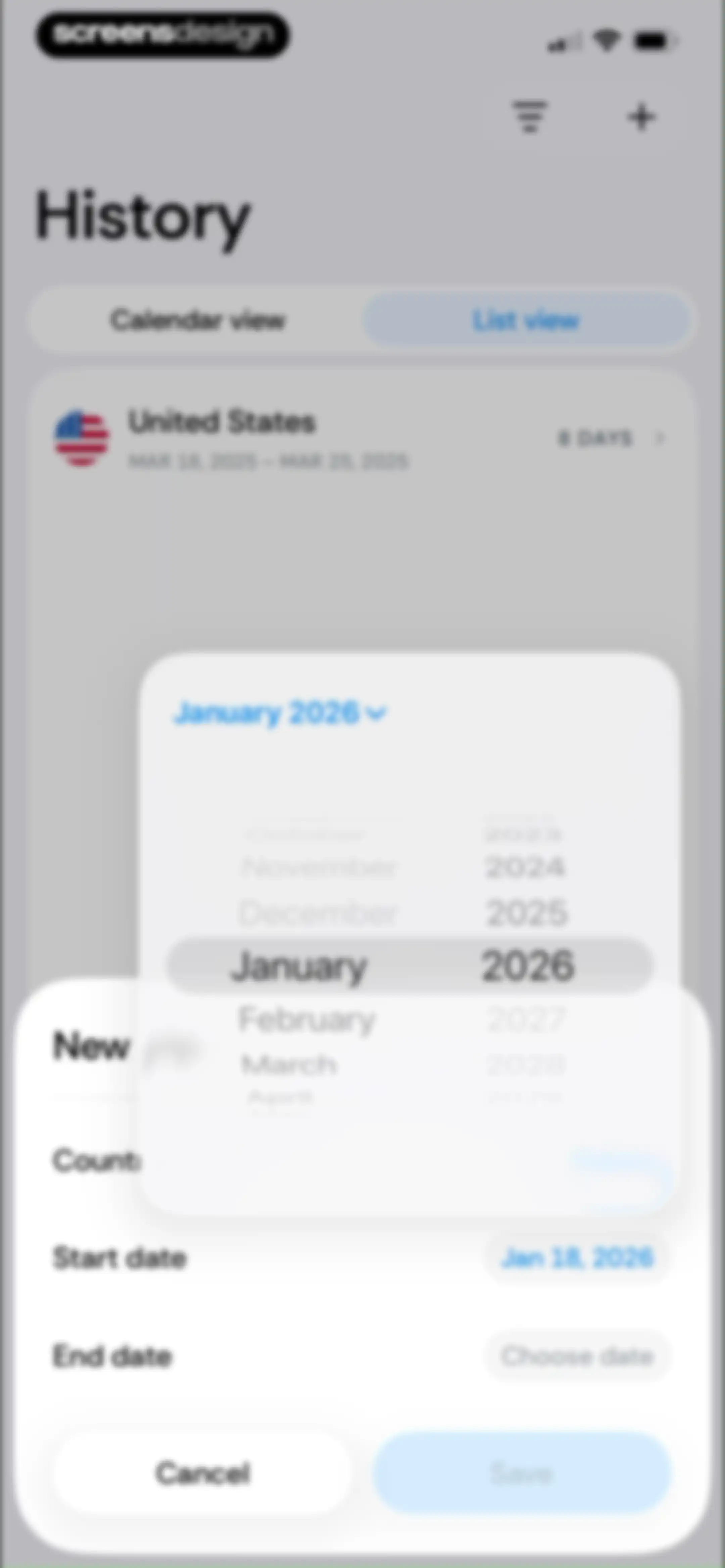 Country Days Tracker: Bounded screen 84