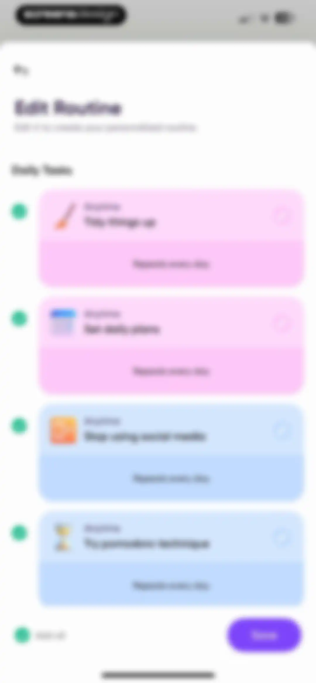 Me+ Lifestyle Routine screen 133