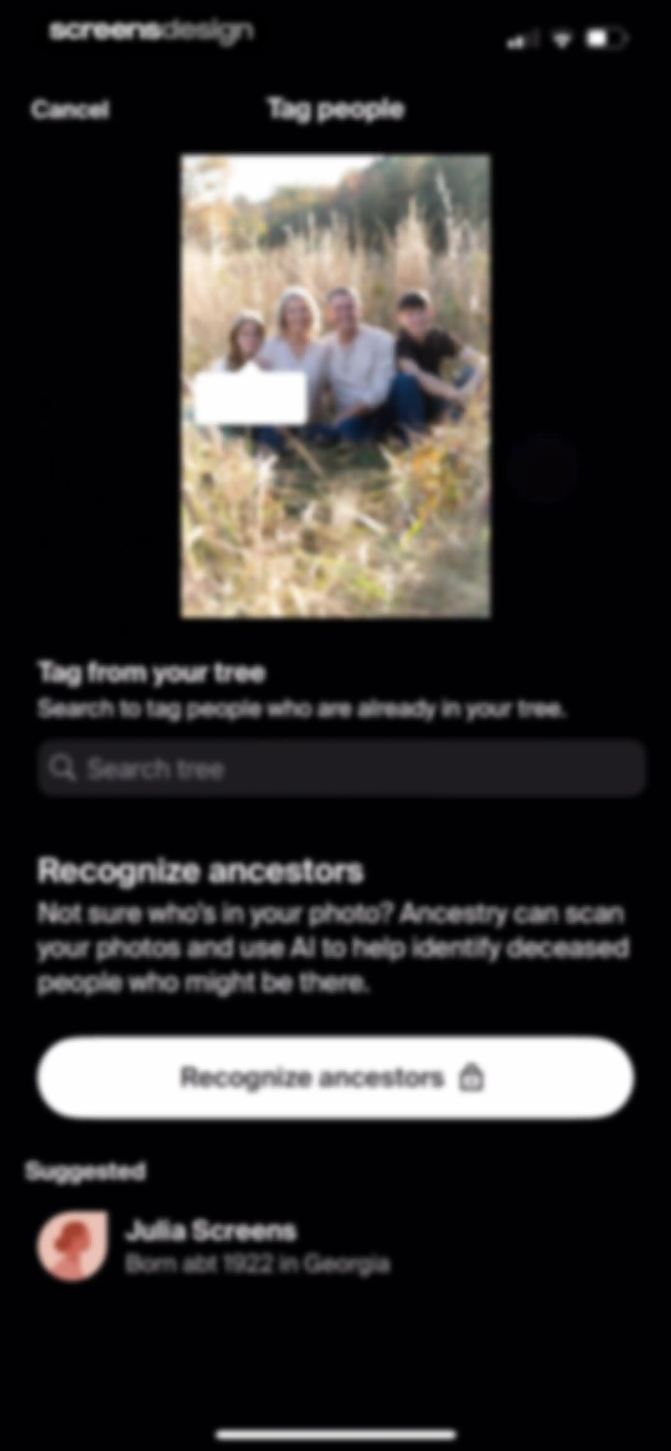 Ancestry: Family History & DNA screen 220