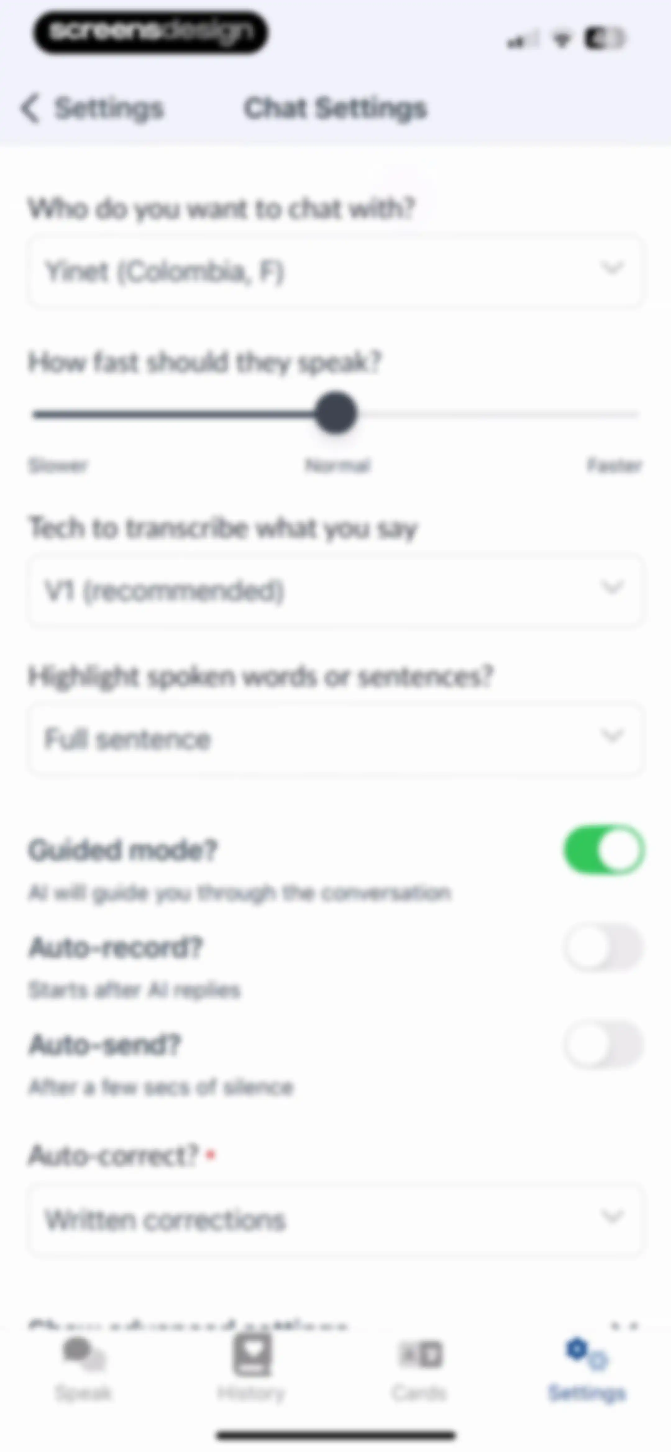 Langua: AI language learning screen 116