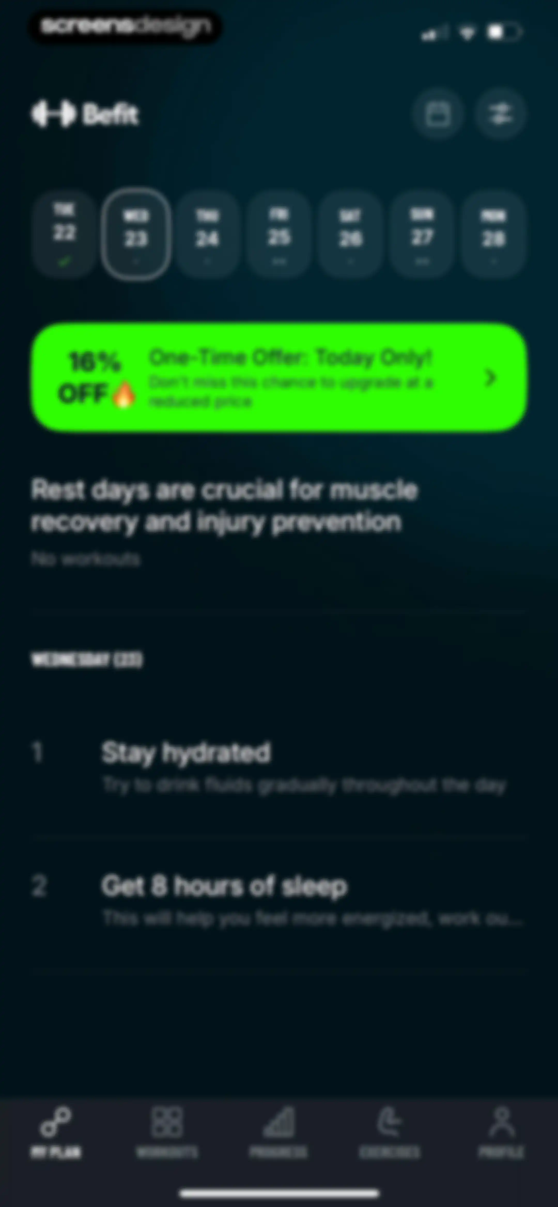 Befit: Gym & Home Workout Plan screen 62