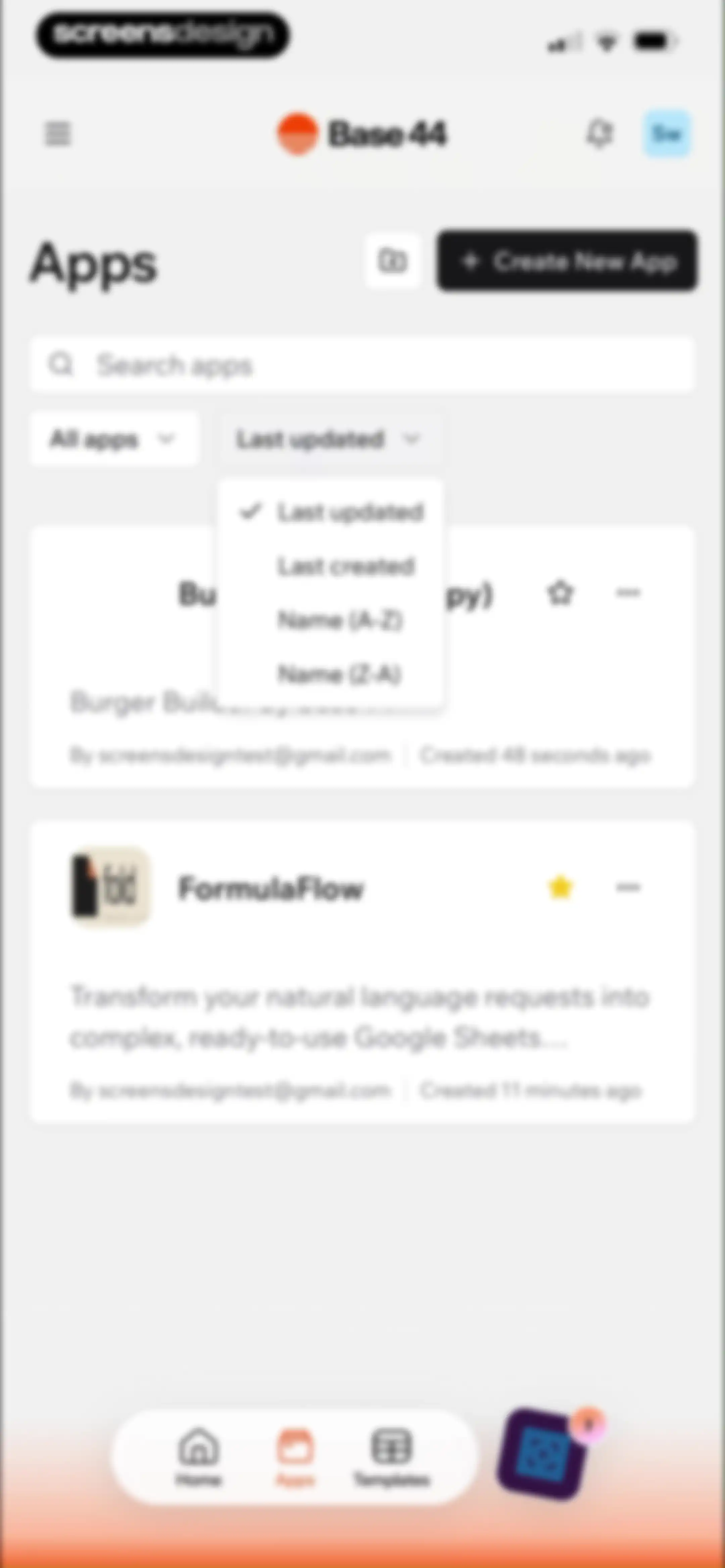 Base44: Build with AI screen 105