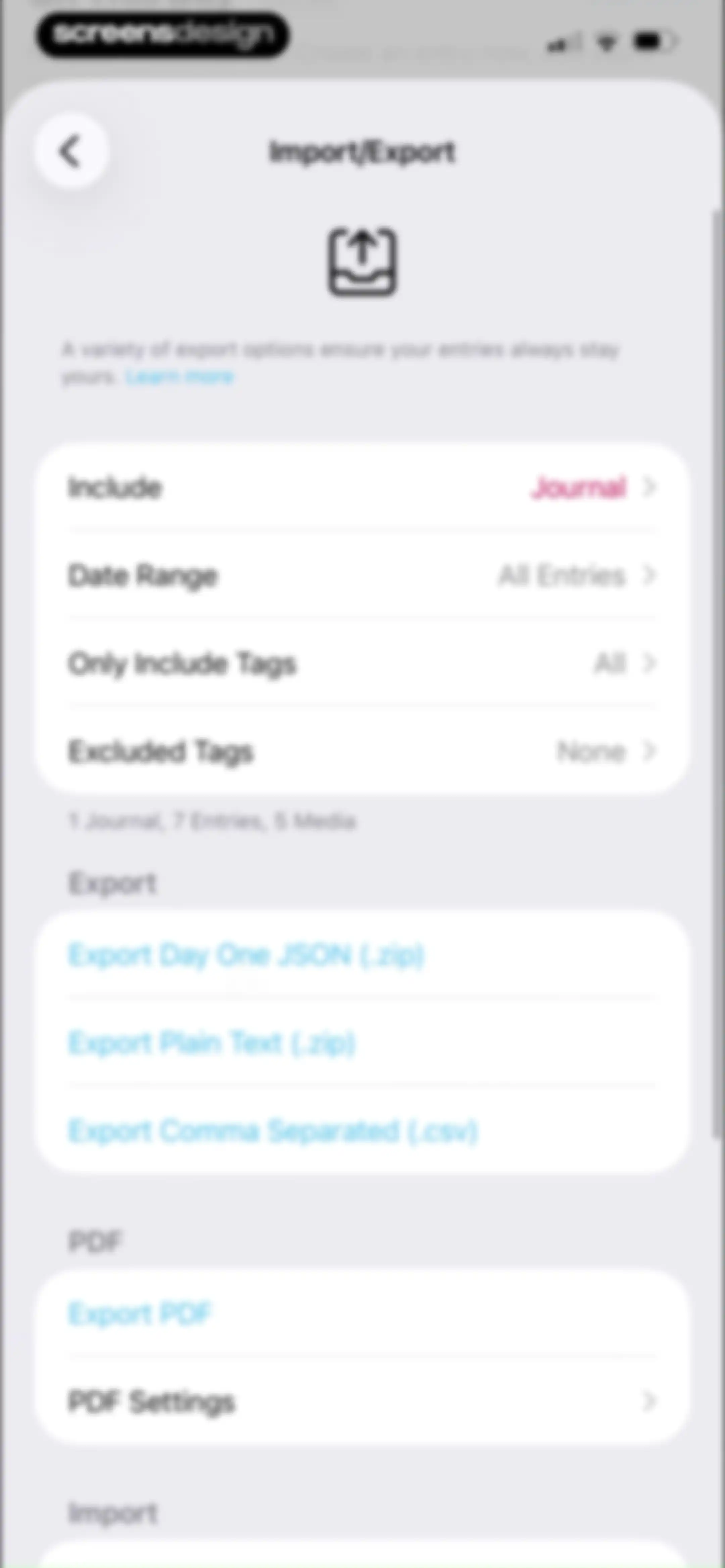 Day One: Daily Journal & Diary screen 149