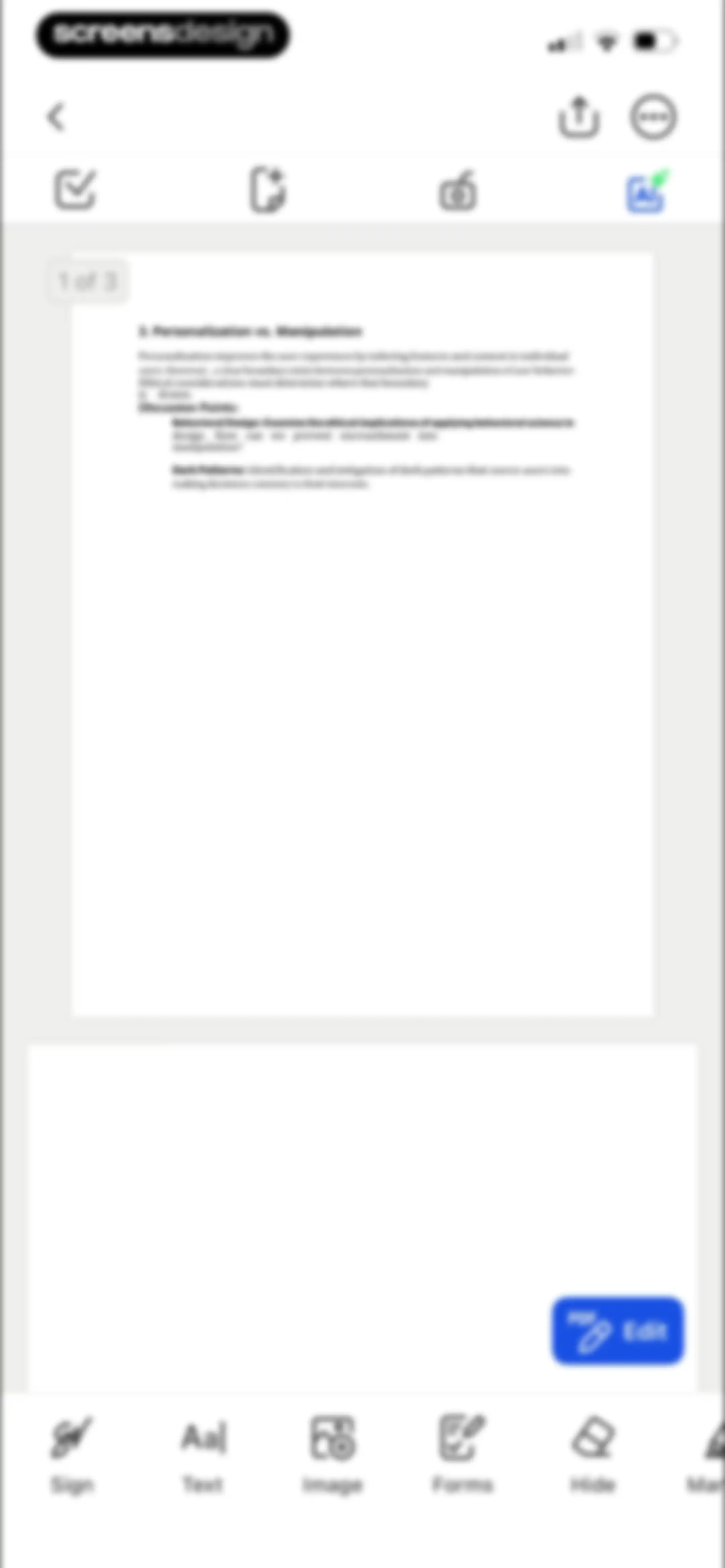 Forma: PDF Document Editor screen 104