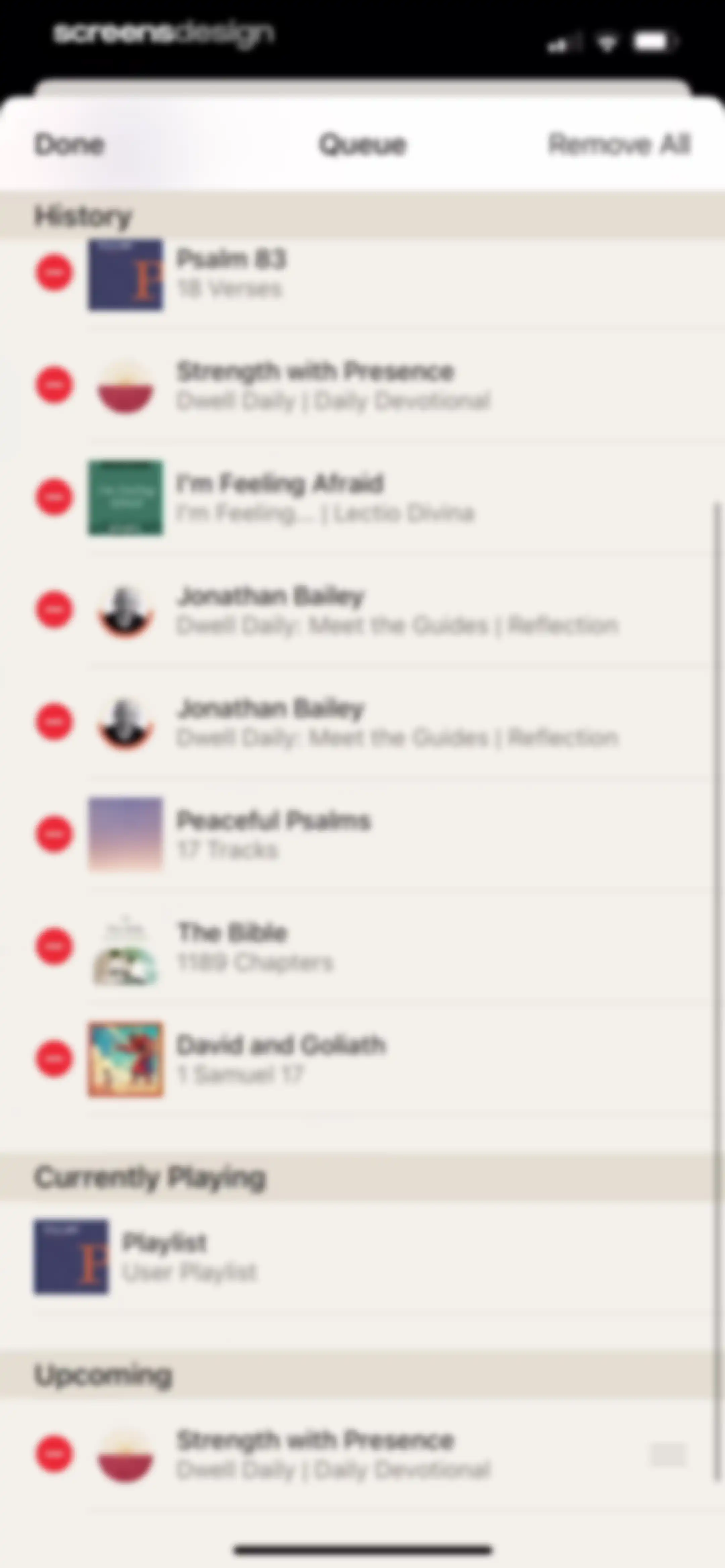 Dwell: Audio Bible screen 107