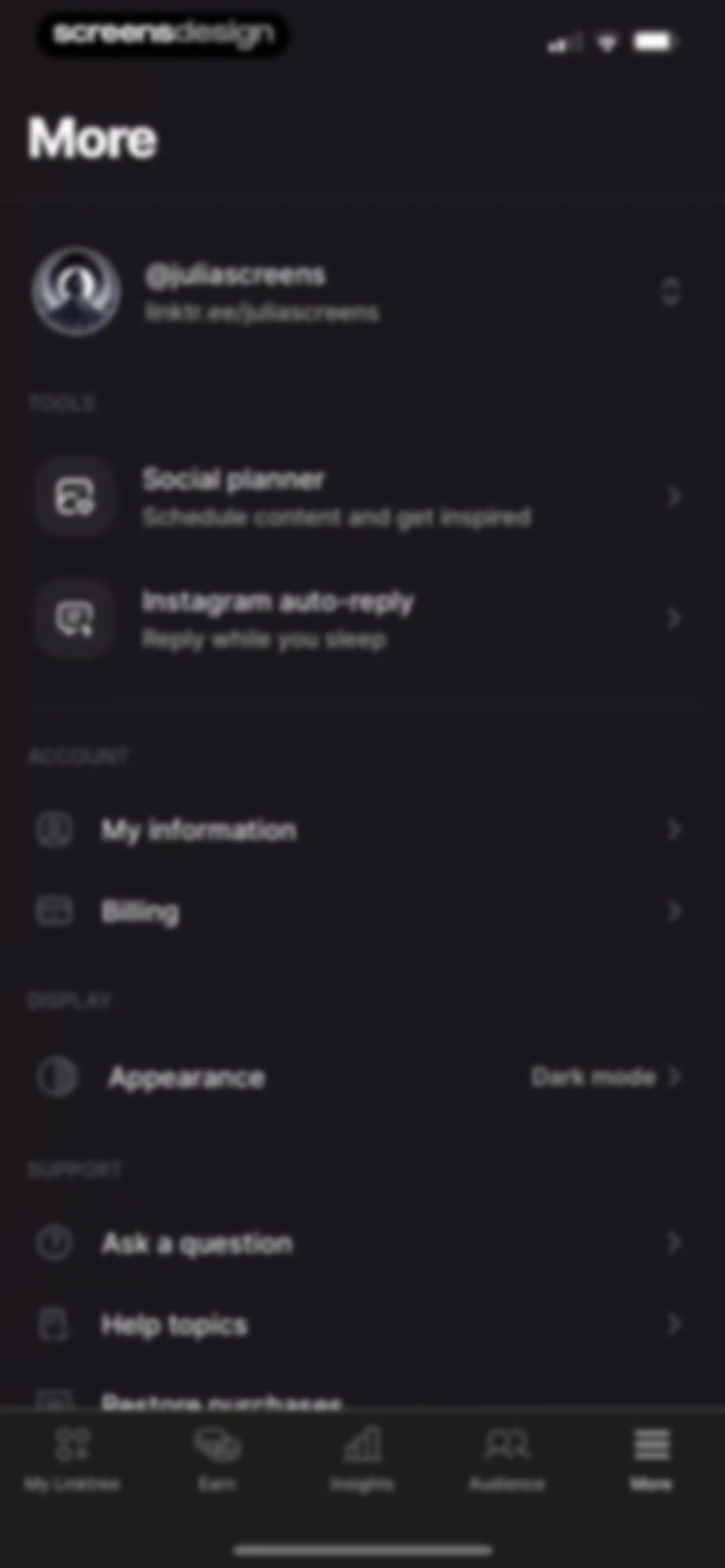 Linktree: Link in Bio Creator screen 182