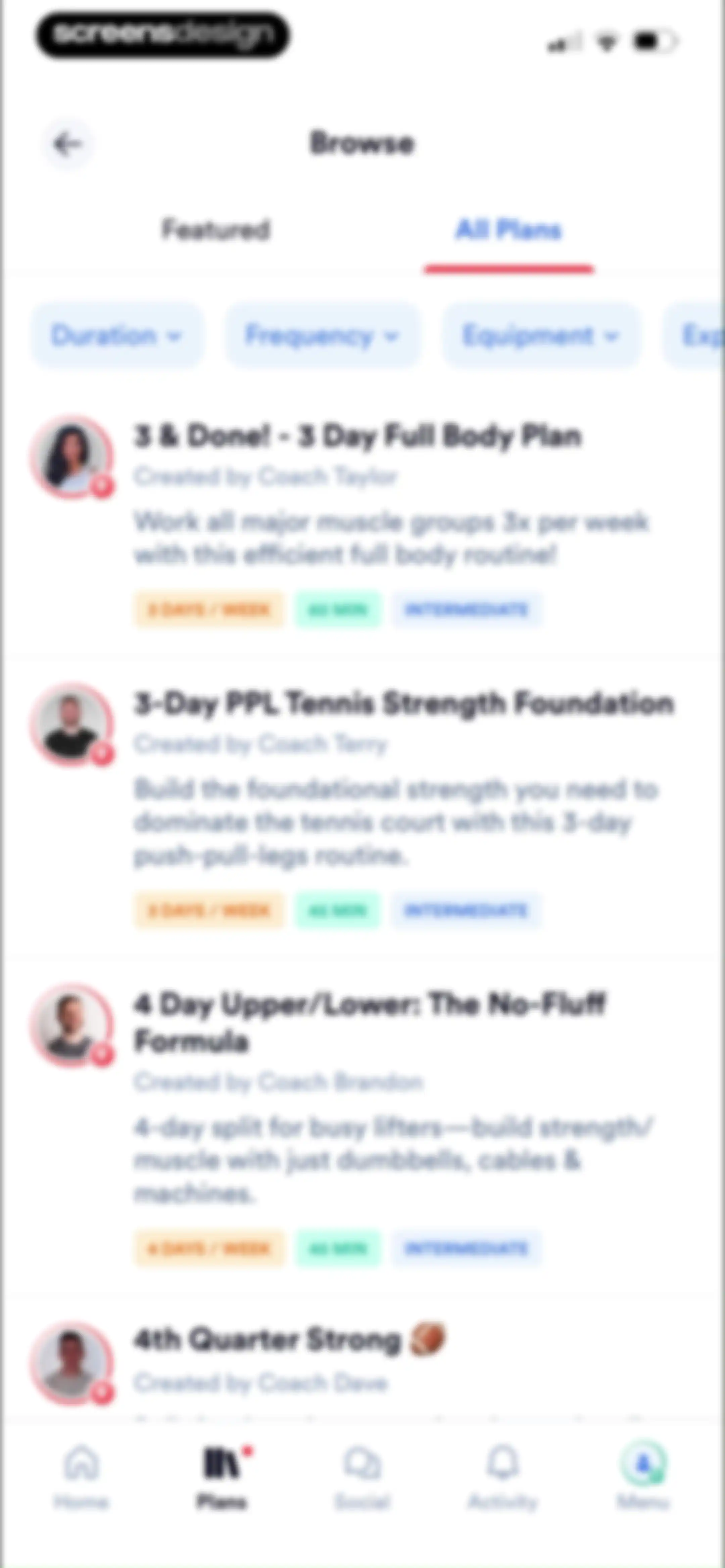 Caliber: Strength Training screen 129