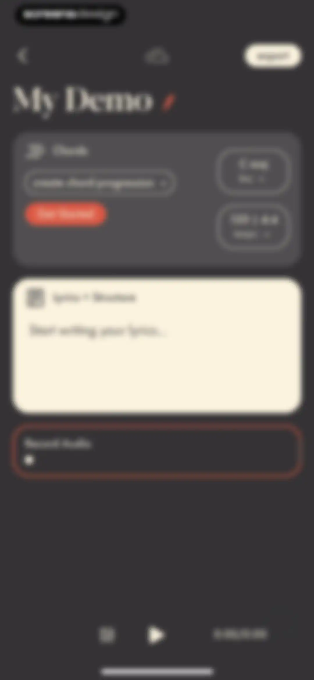 Demo: Songwriting Studio screen 96