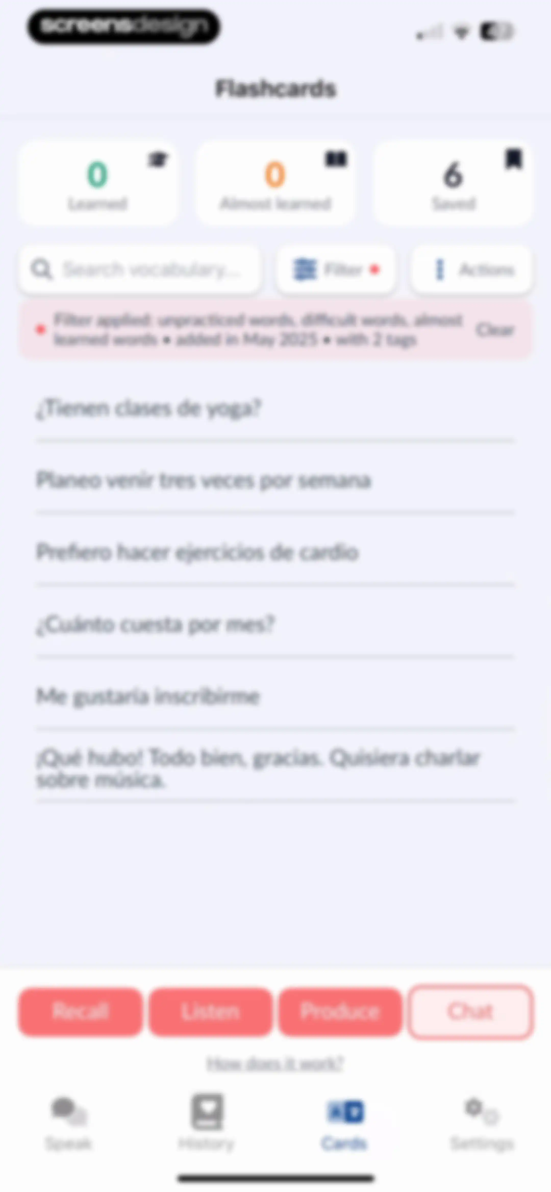 Langua: AI language learning screen 90