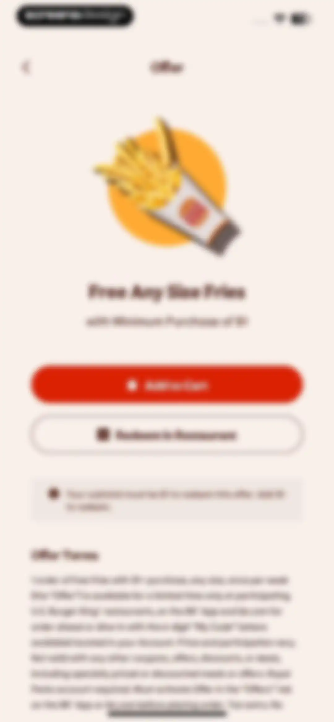 BURGER KING® App screen 69
