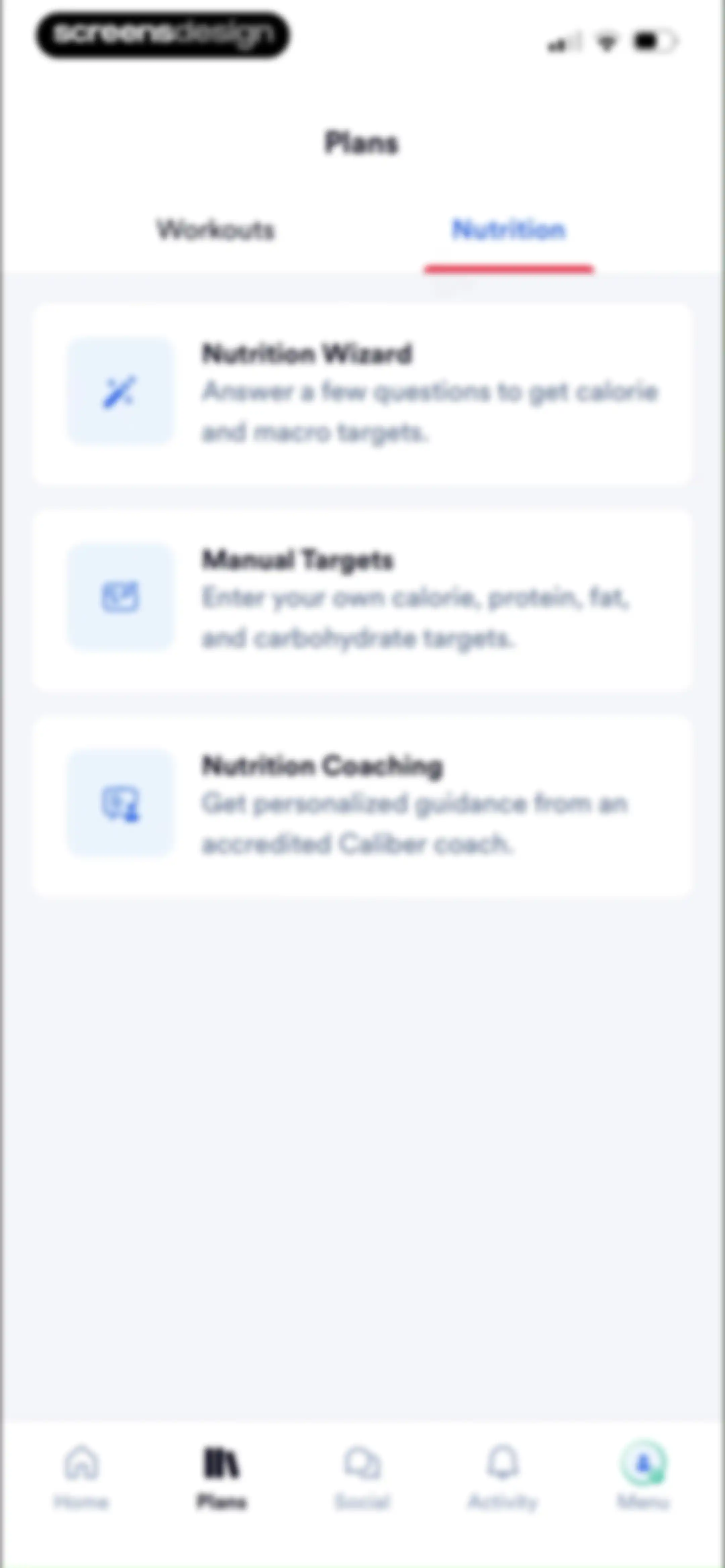 Caliber: Strength Training screen 153