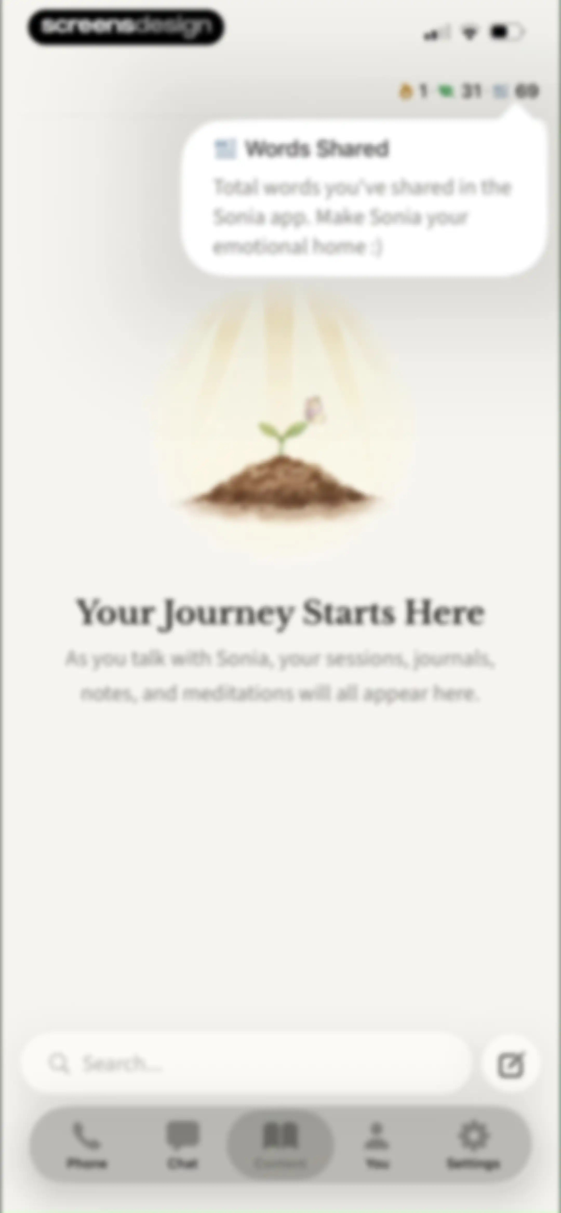 Sonia: AI for Mental Health screen 89
