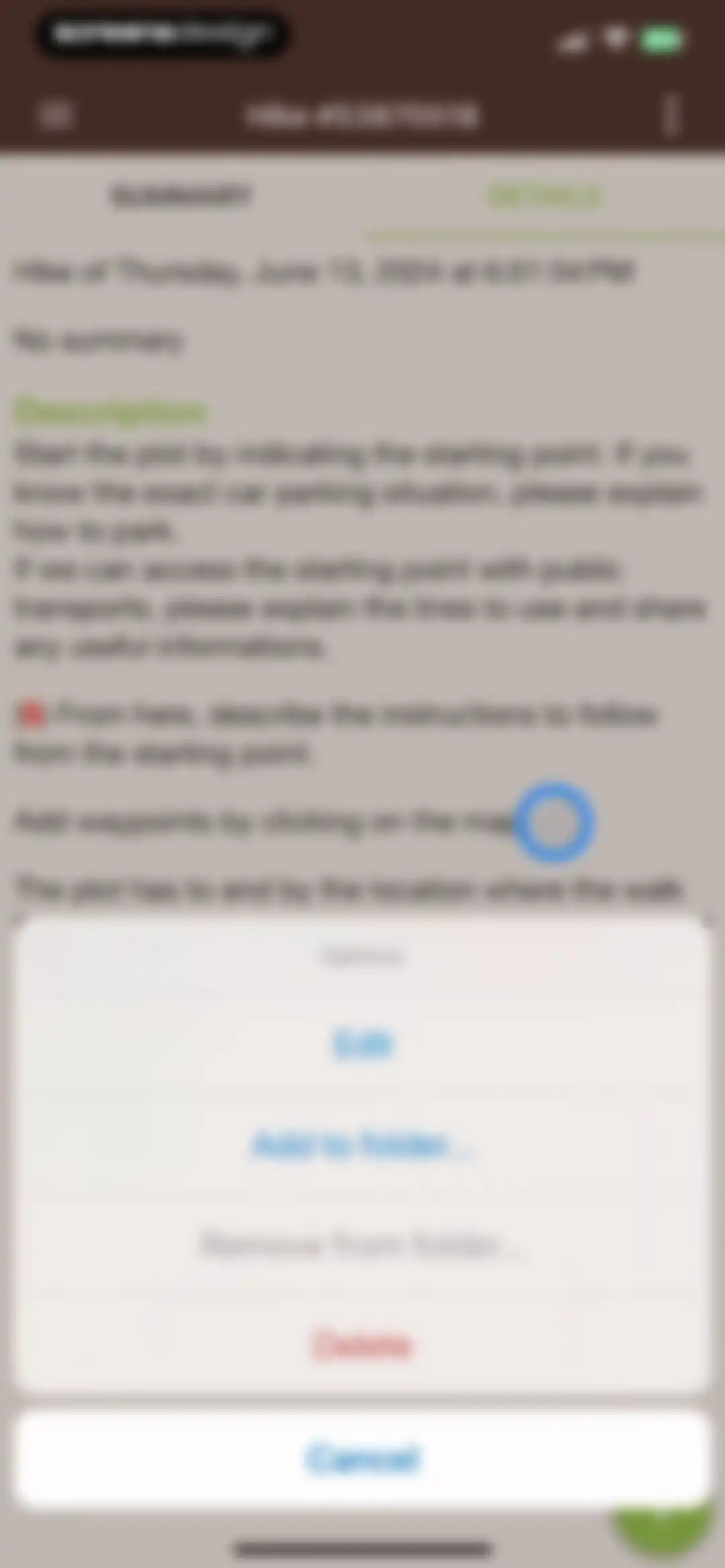Visorando Walking Routes screen 57