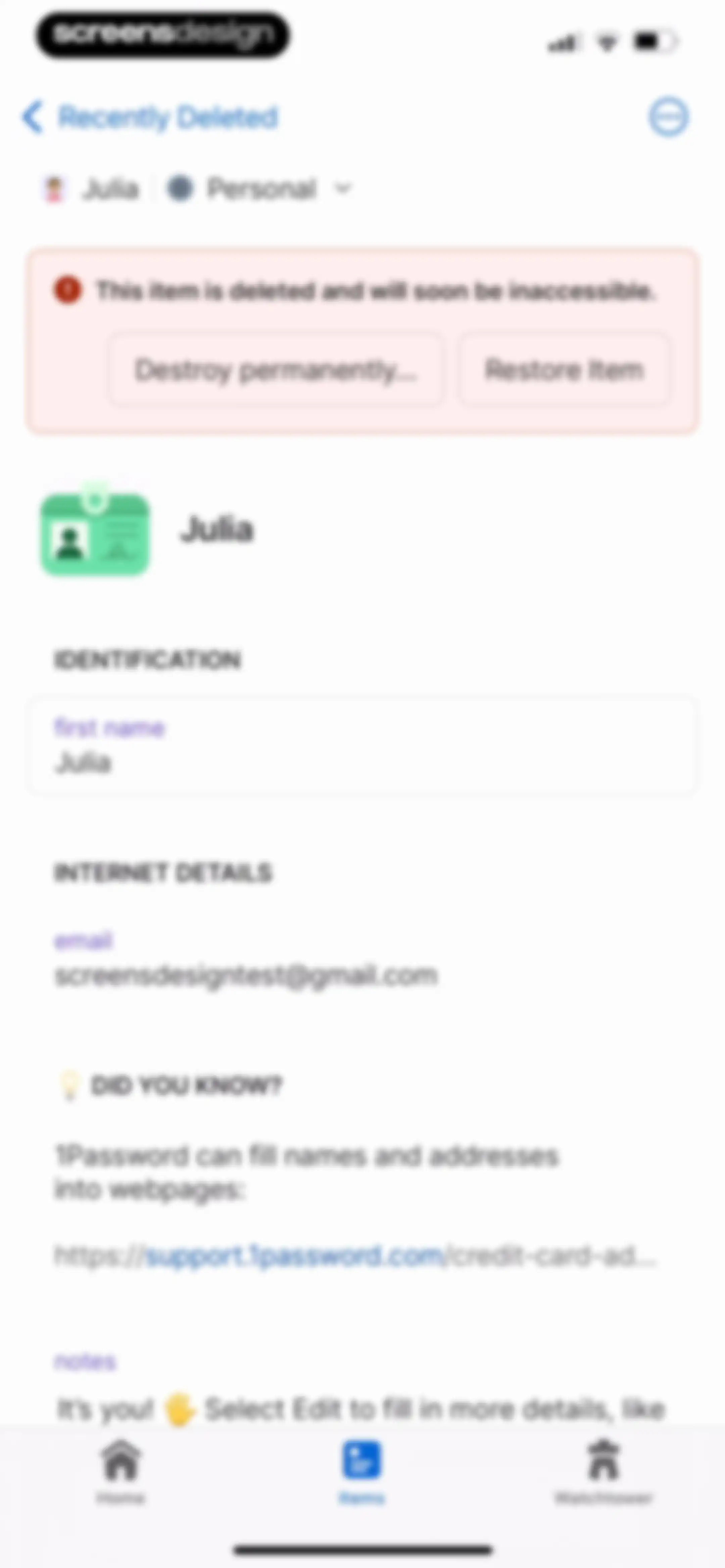 1Password: Password Manager screen 120