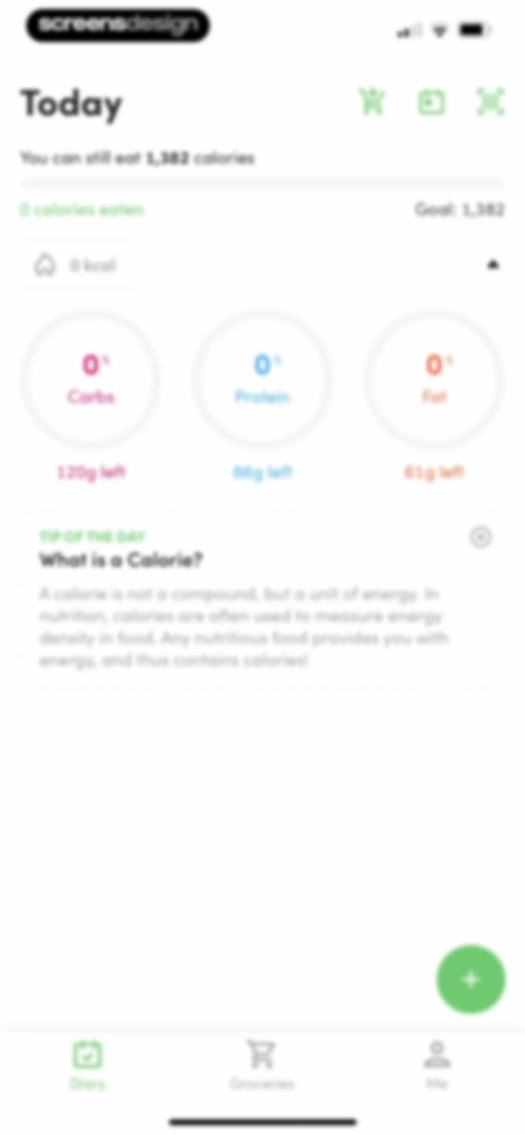 Calories and nutrition tracker screen 40