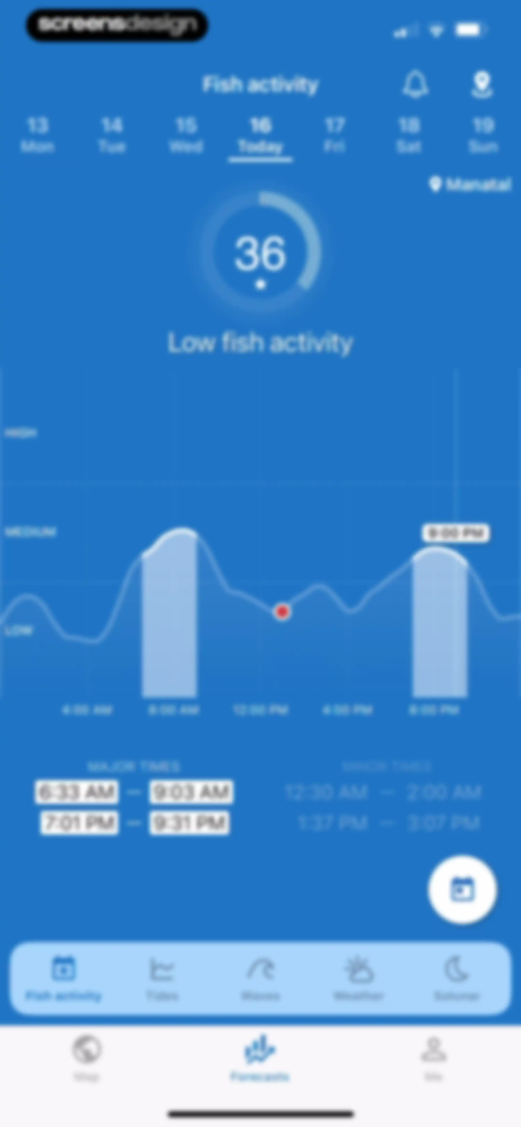Fishing Points: Map & Forecast screen 82