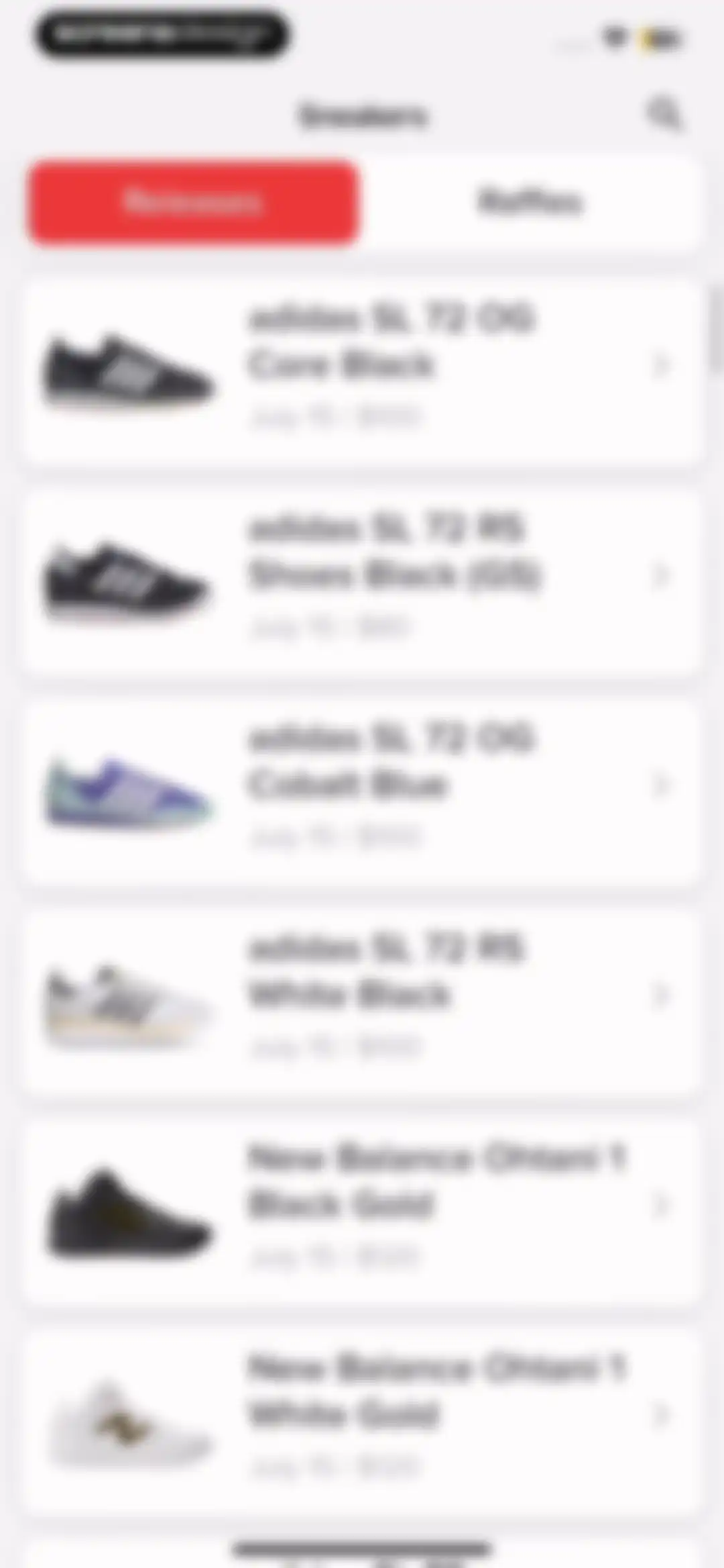Sneakers Drops: Release＋Raffle screen 7