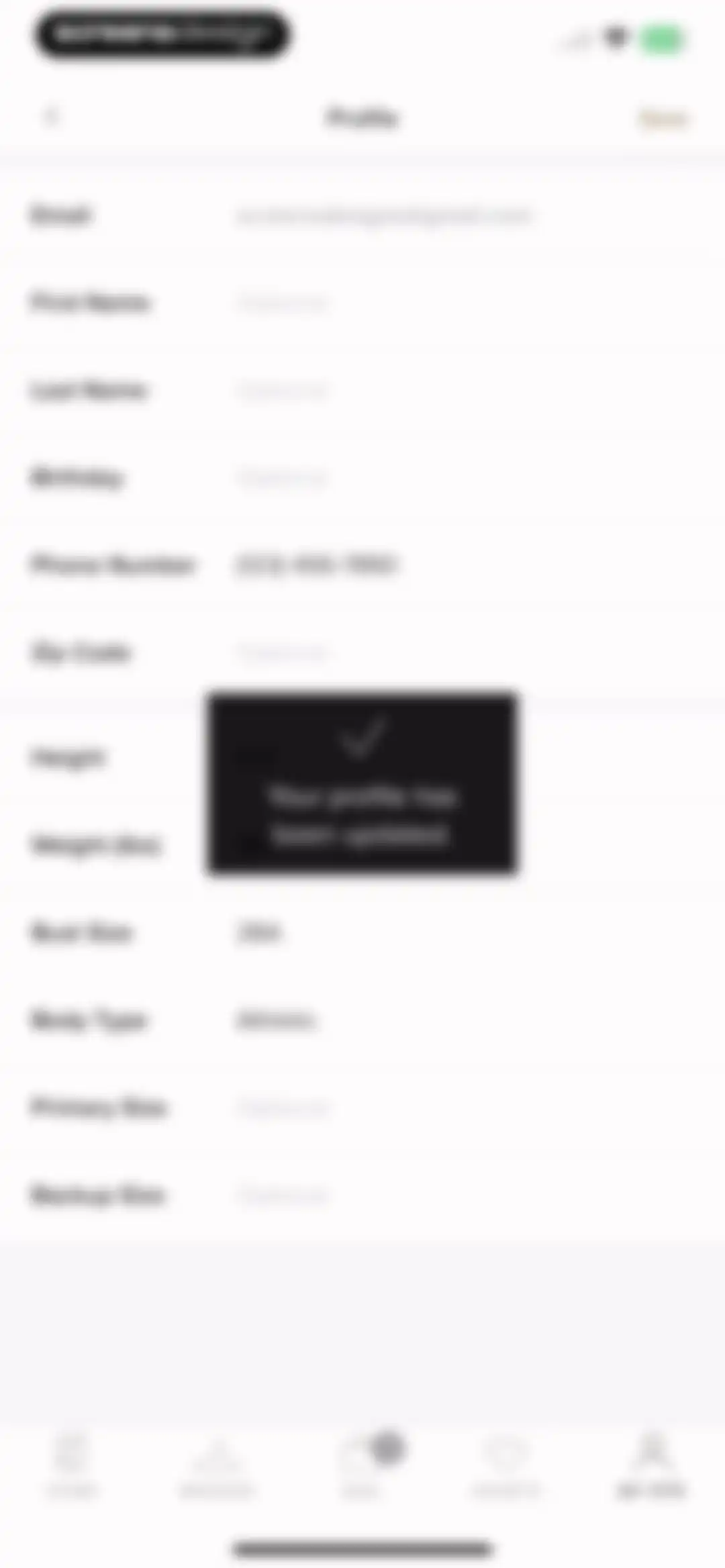 Rent the Runway (RTR) screen 98