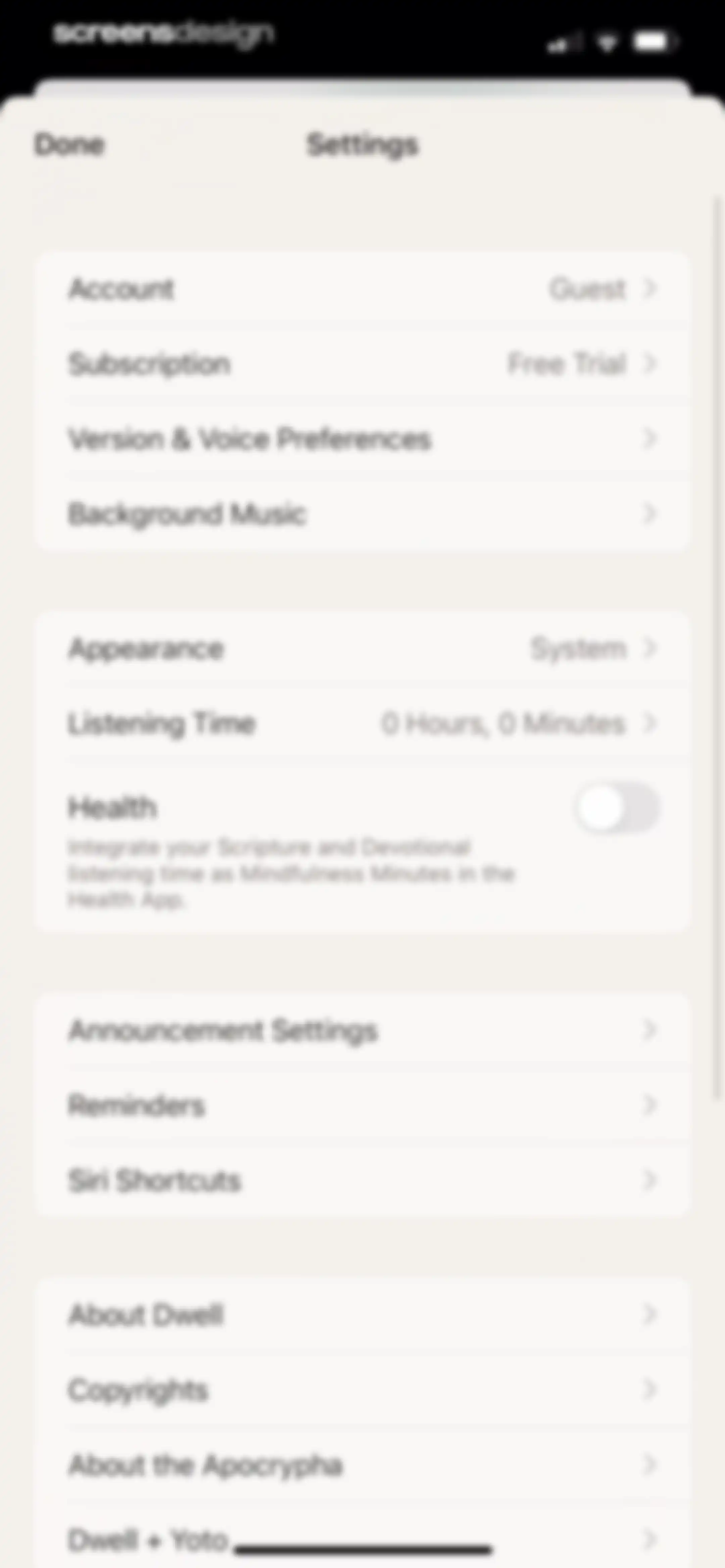 Dwell: Audio Bible screen 113