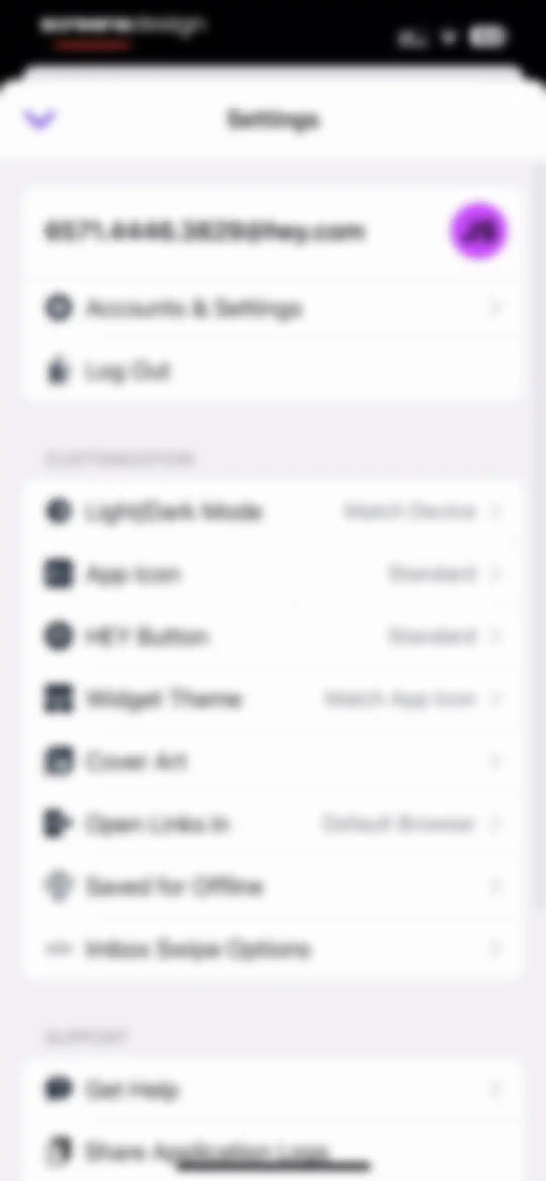 HEY Email screen 135