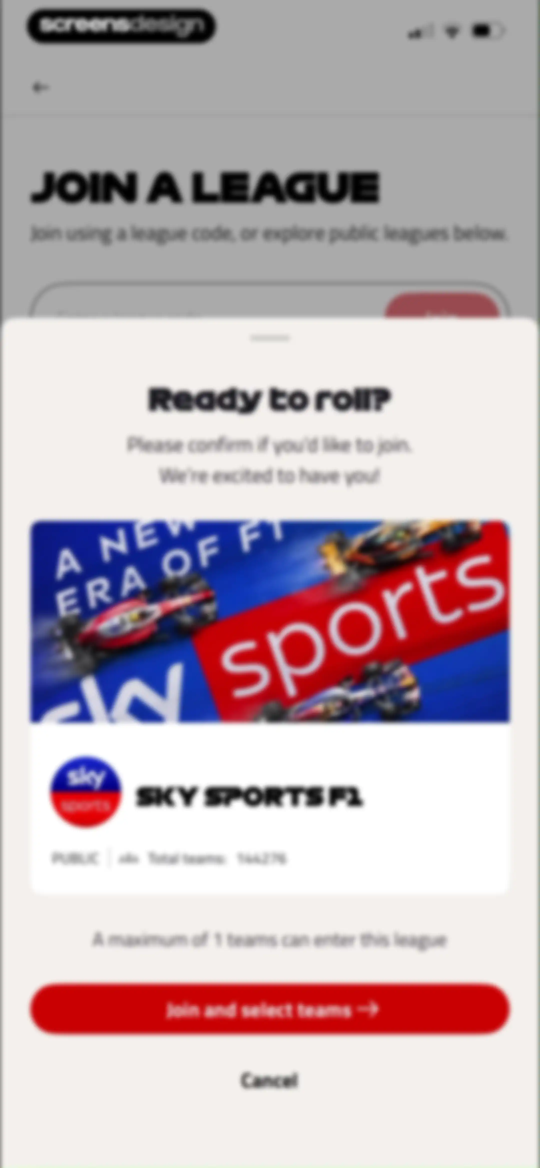 Formula 1® screen 100