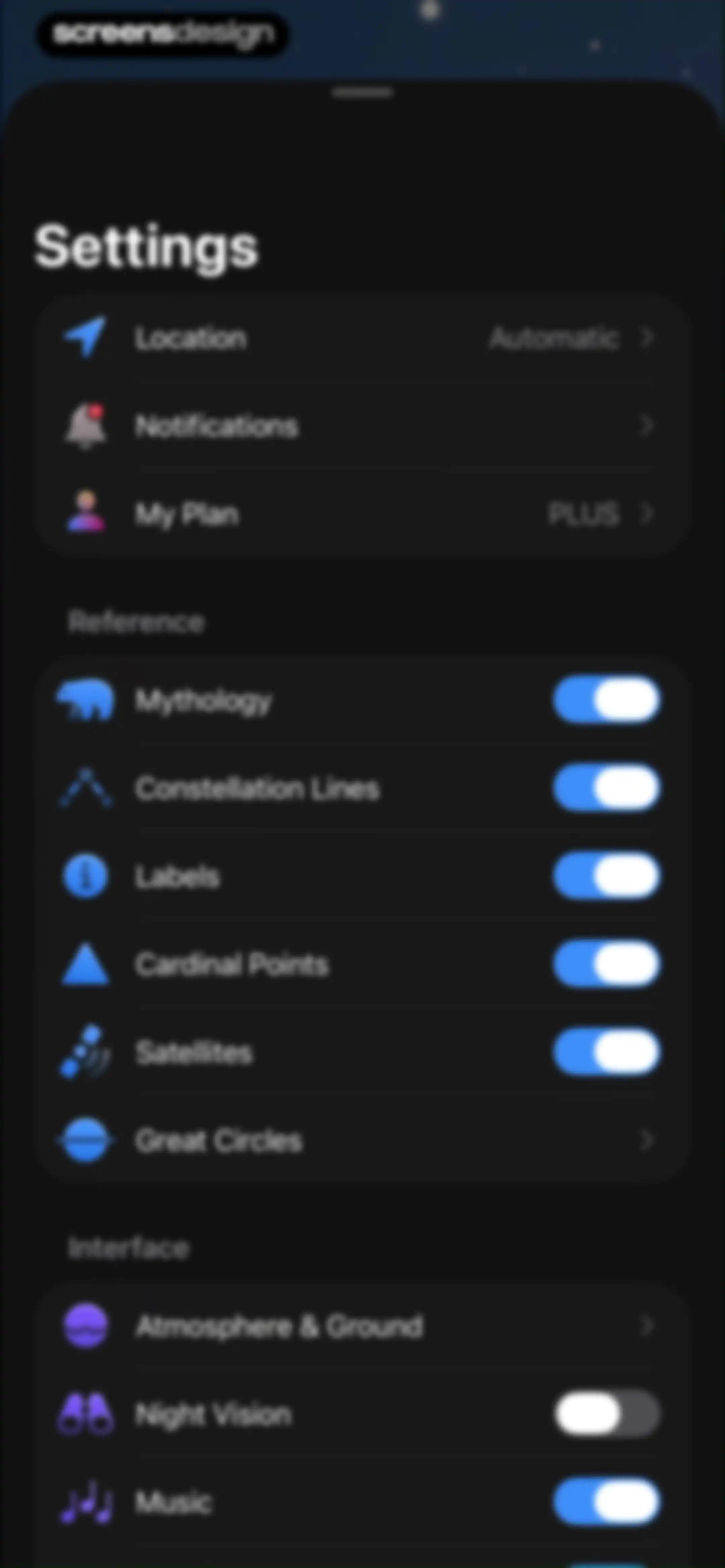 Sky Guide screen 87