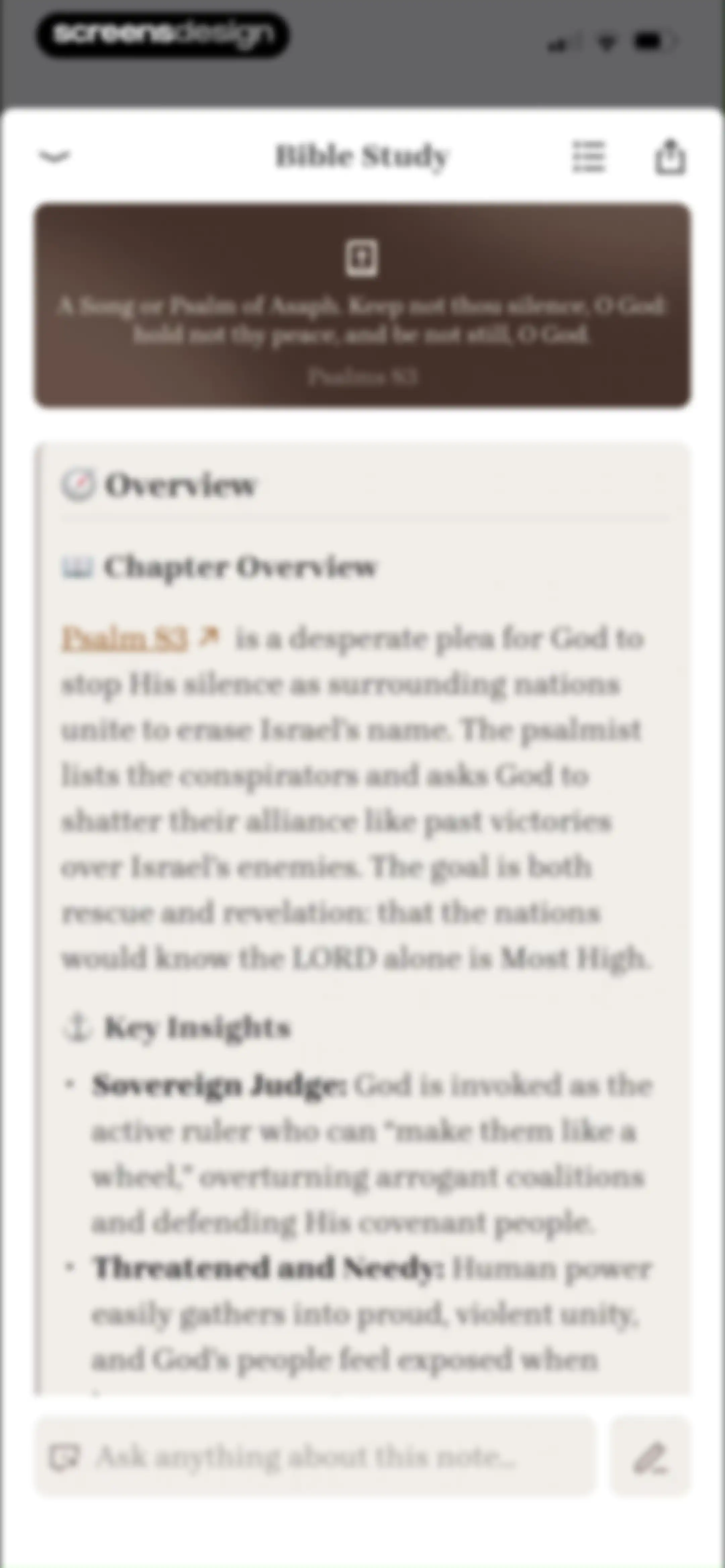 Bible Note: Sermon Notes screen 123