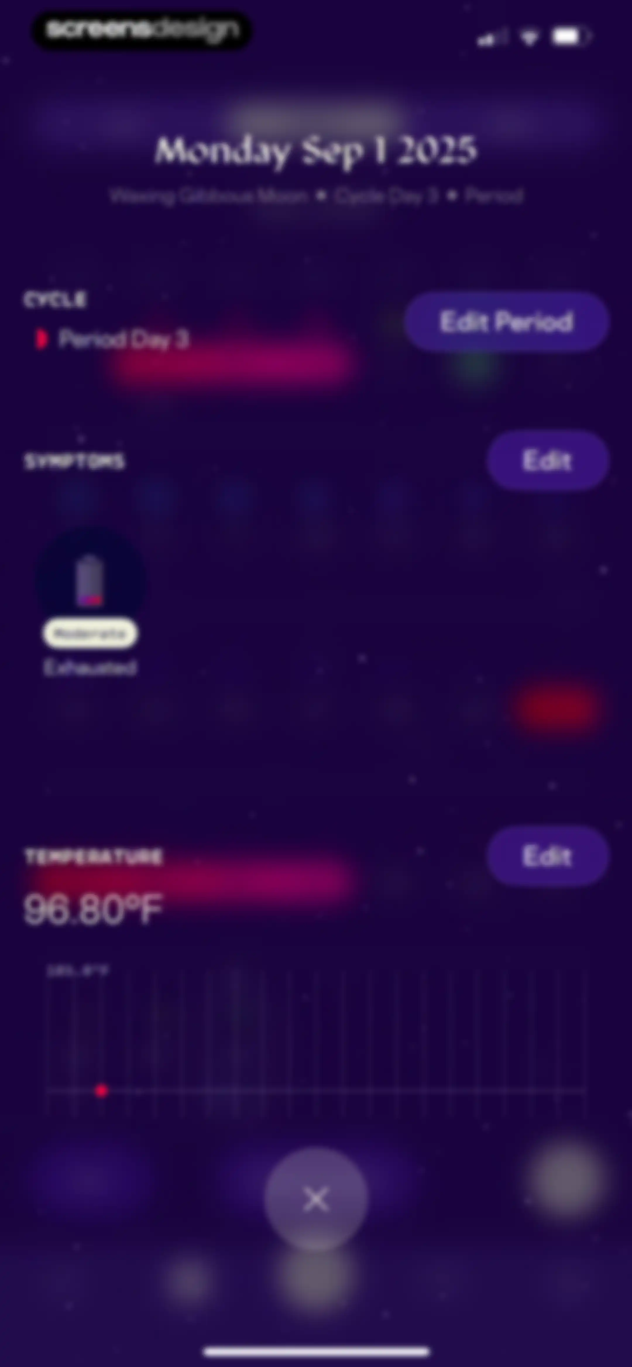 Stardust Period Tracker screen 101