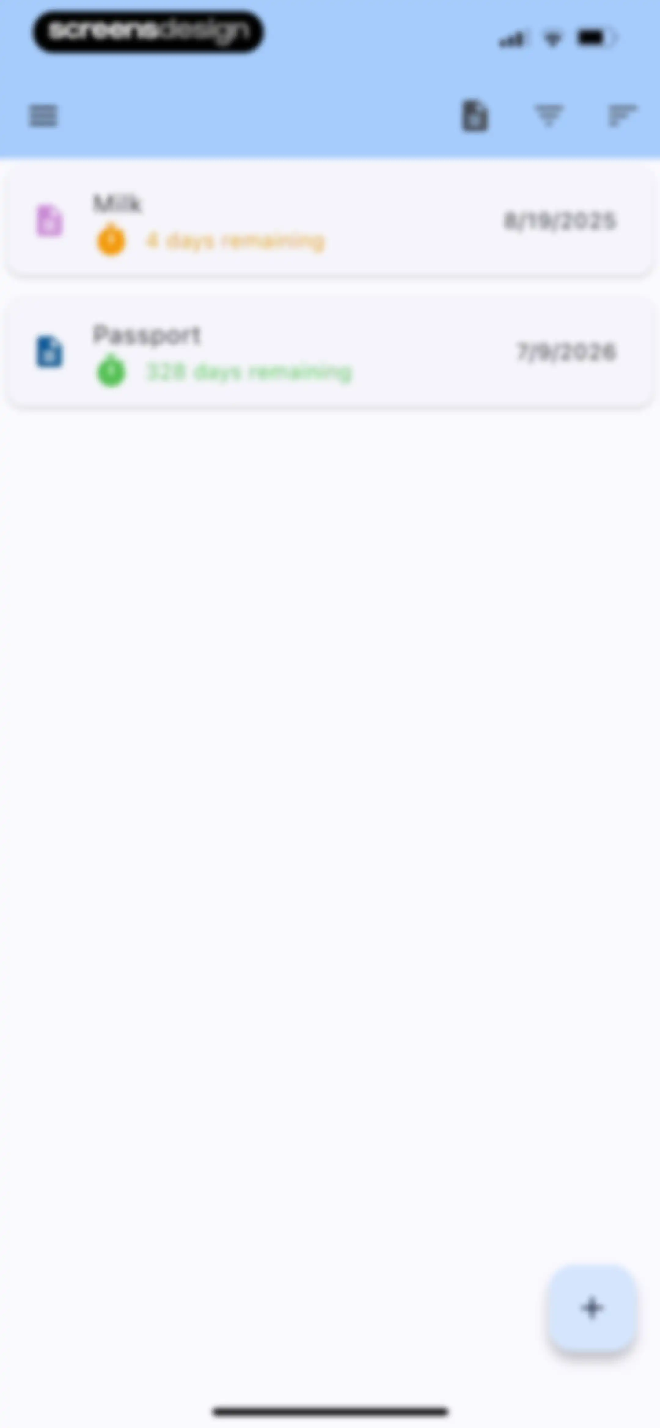 ExpiNotif: Expiration dates screen 24