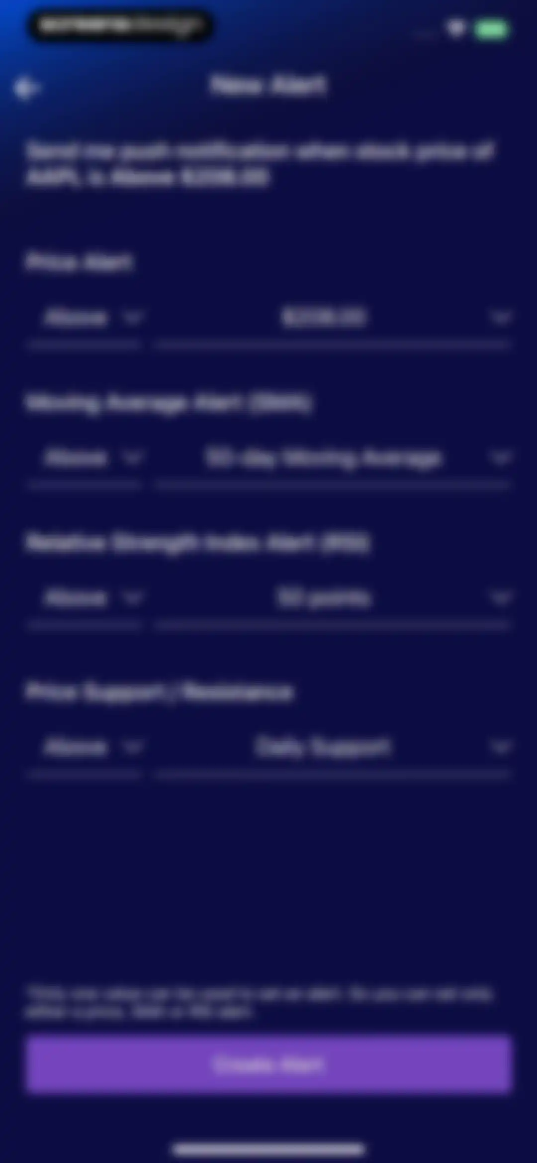 Stocks Alerter screen 21