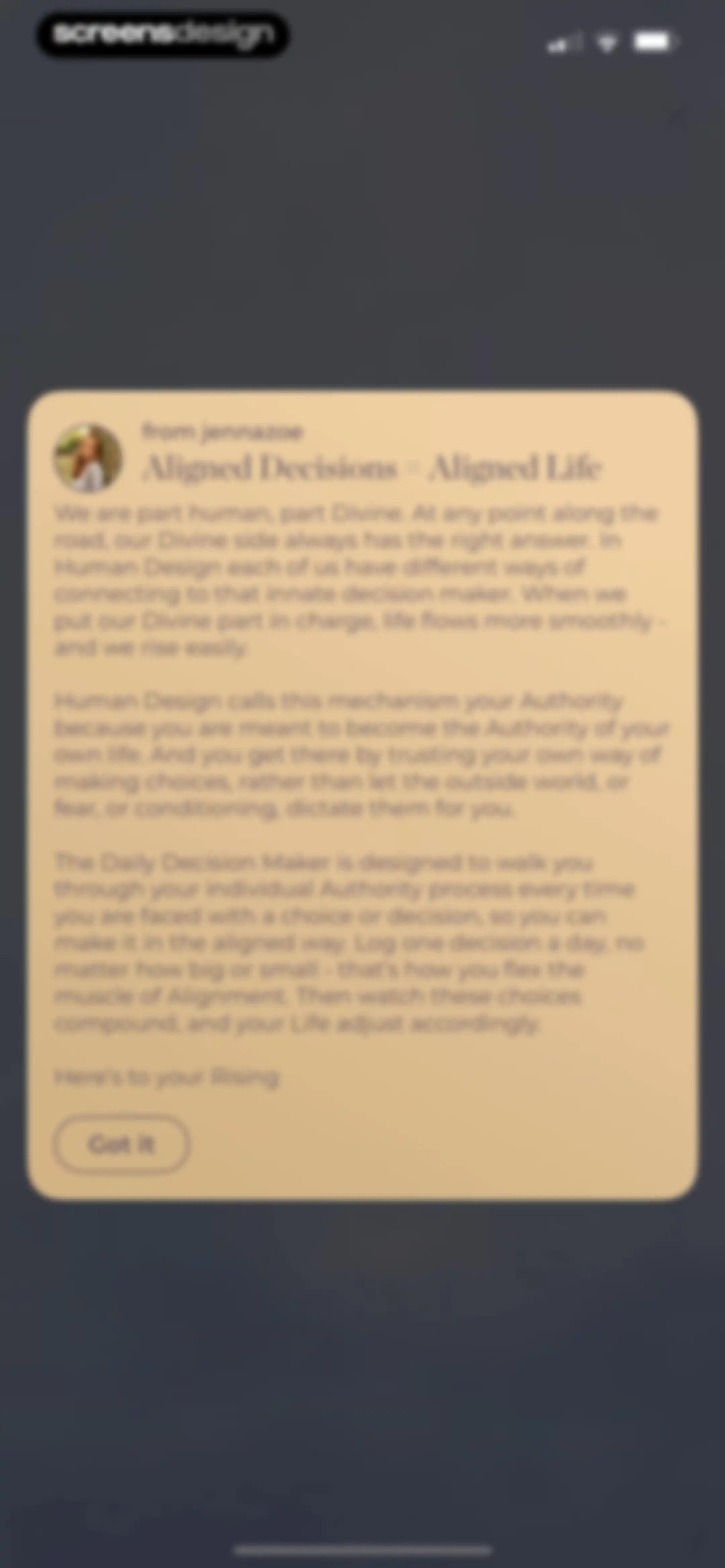 Align: The Human Design App screen 32