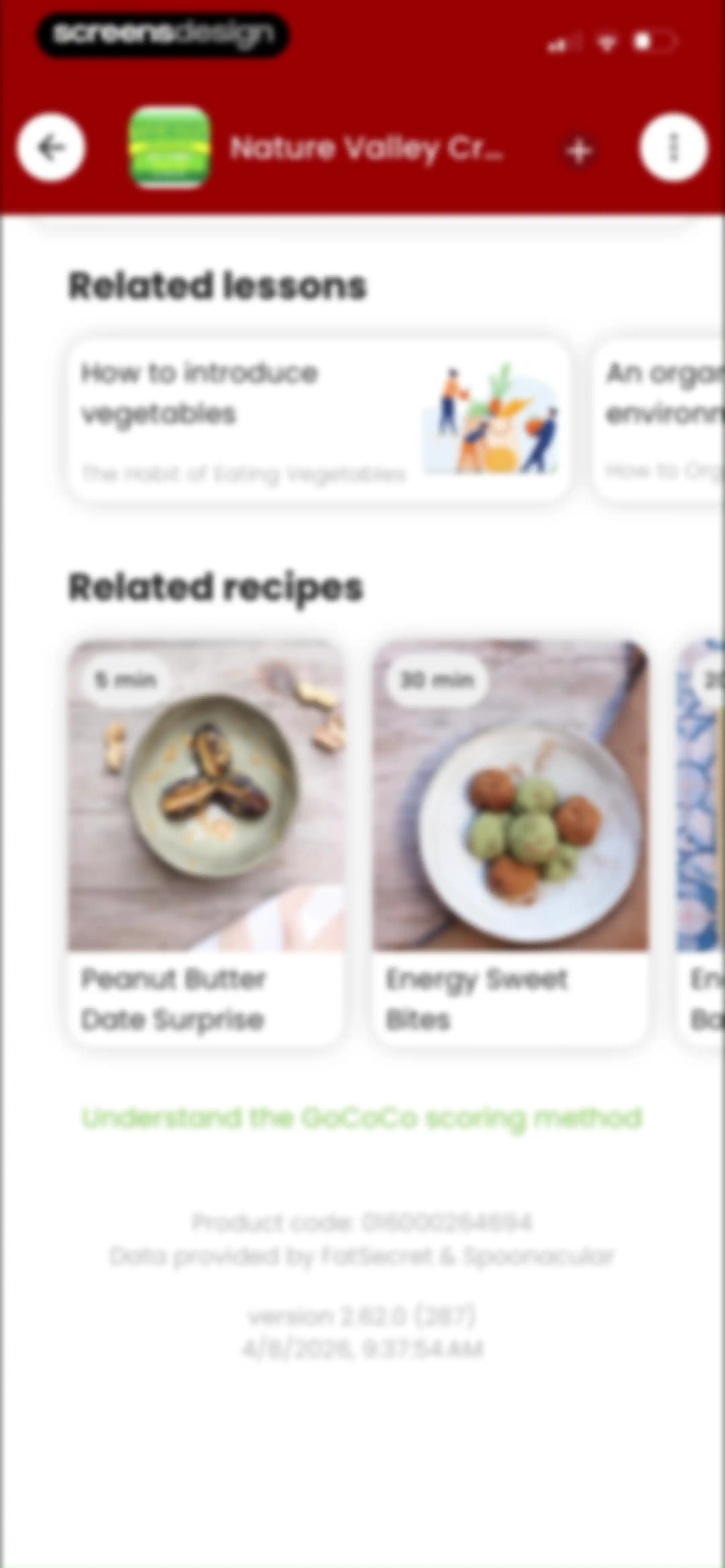 Diabetes food tracker - Gococo screen 120