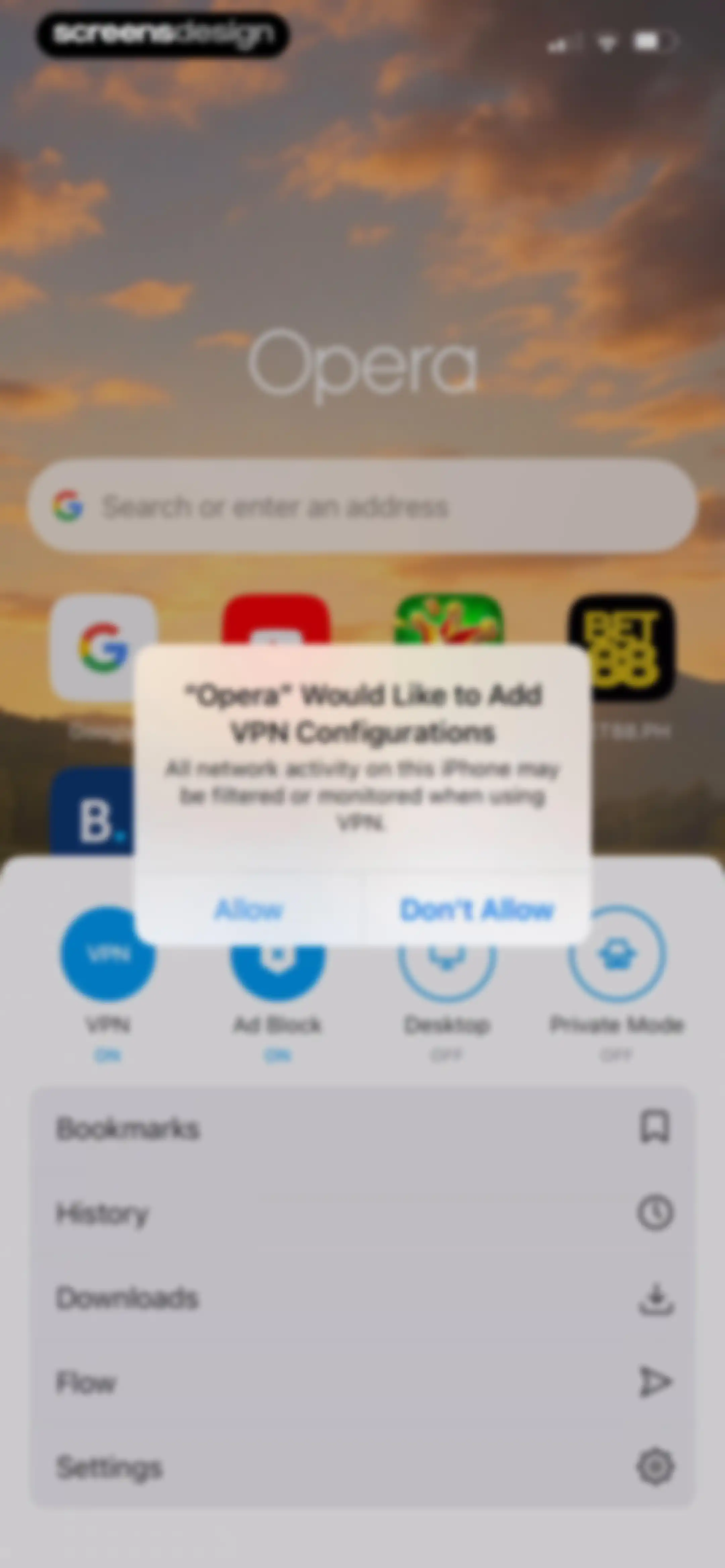 Opera: AI browser with VPN screen 110